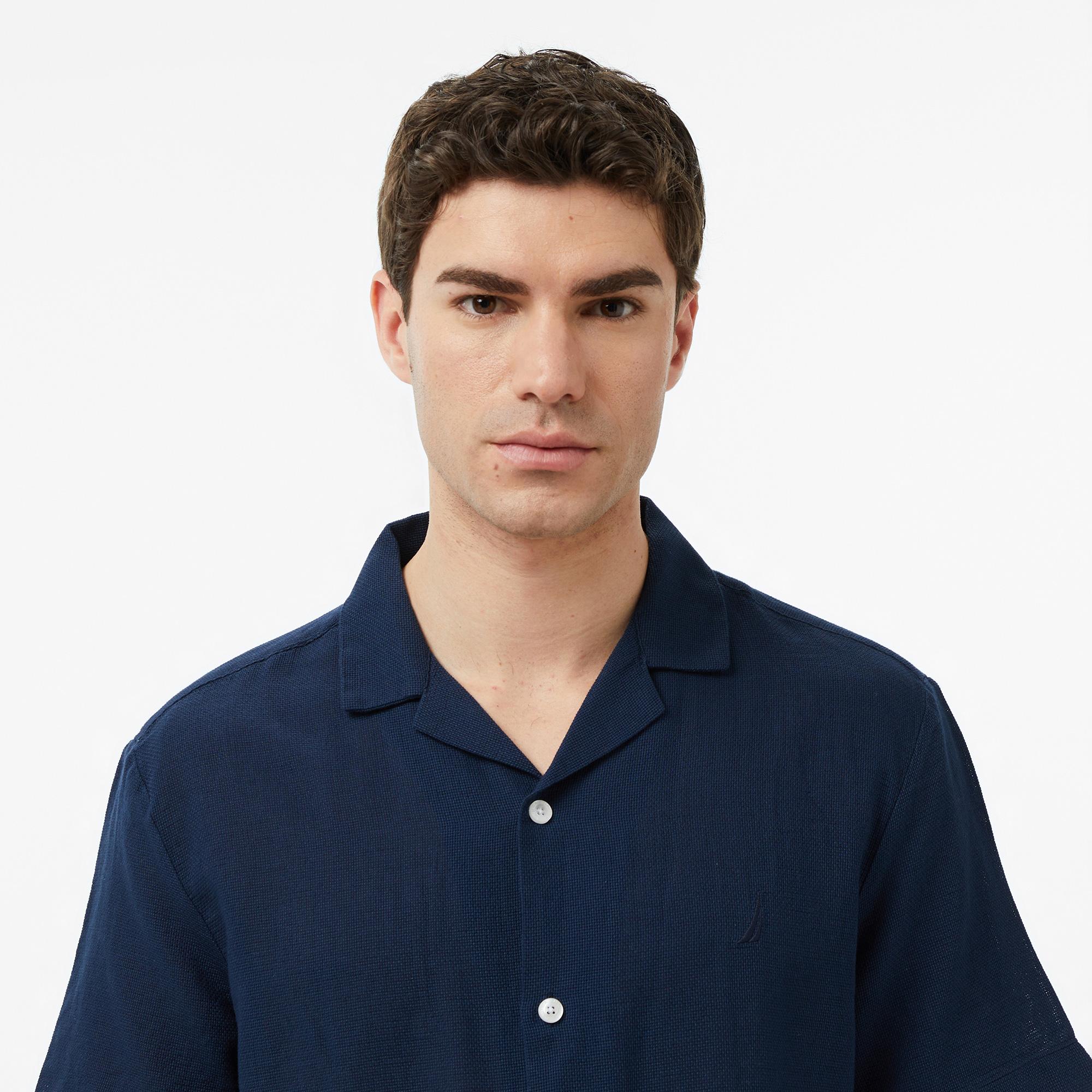 Nautica Erkek Lacivert Regular Fit Kısa Kollu Gömlek