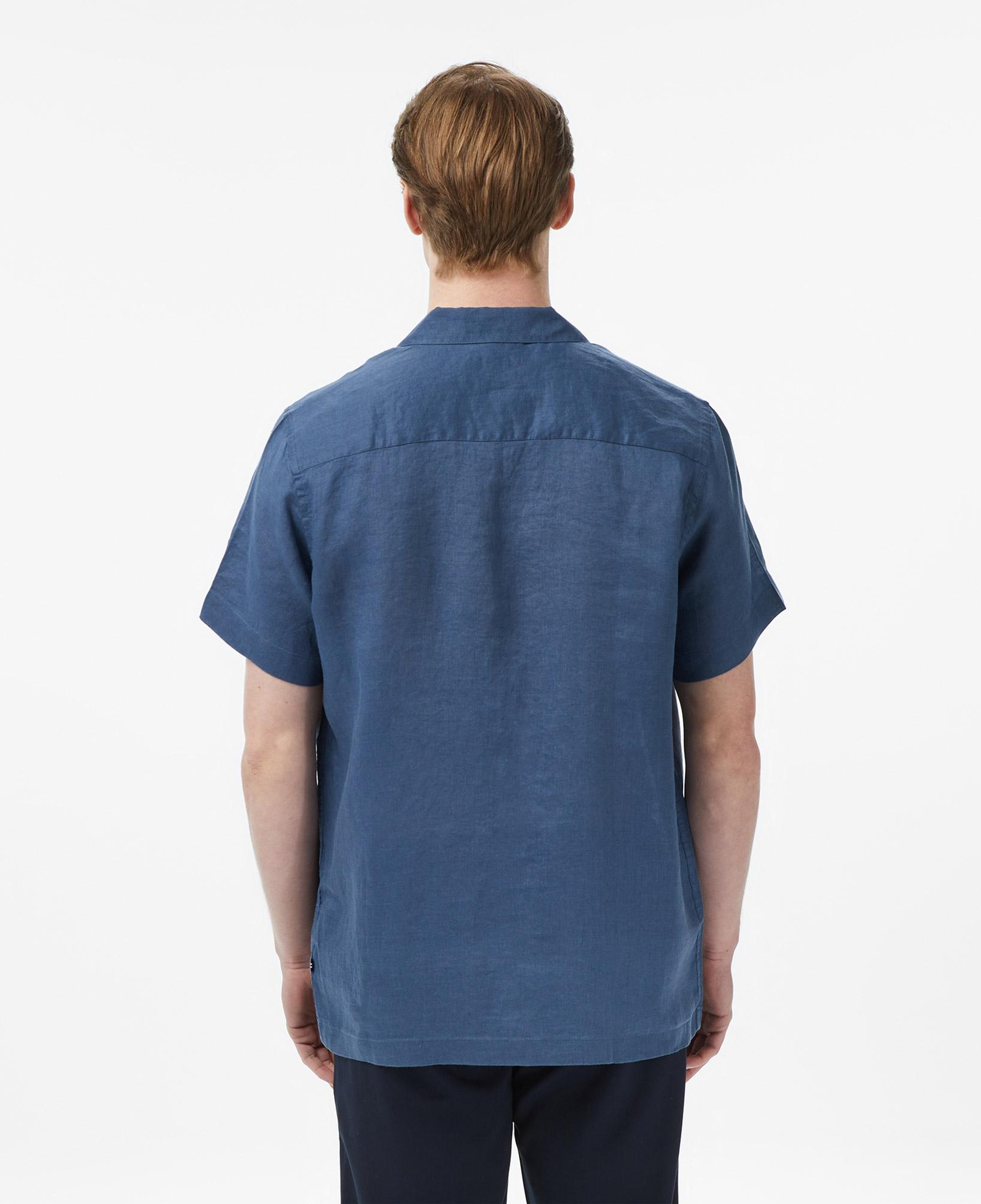 Nautica Erkek Mavi Regular Fit Kısa Kollu Keten Gömlek