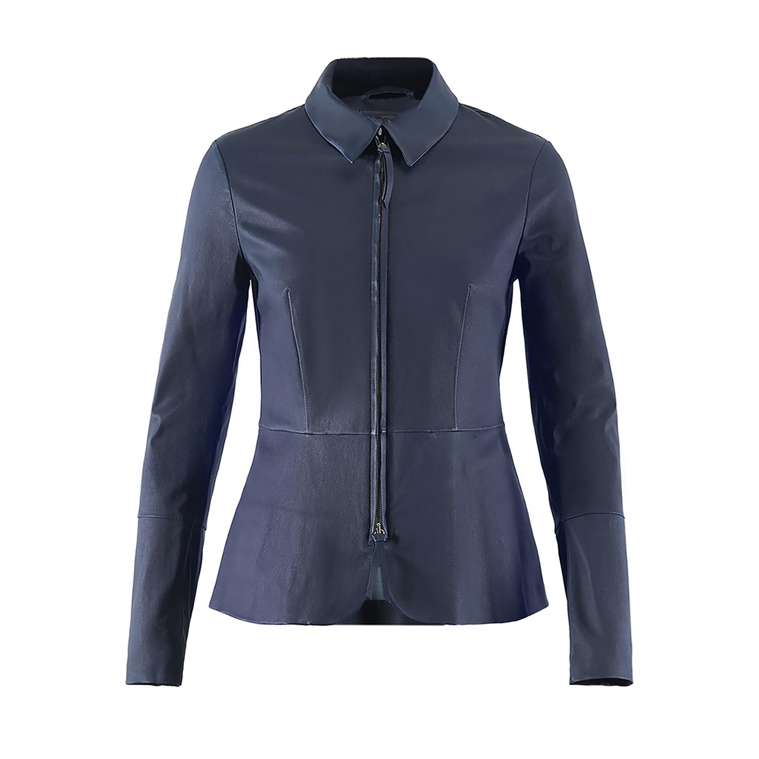 Lacivert Kadın Deri Ceket