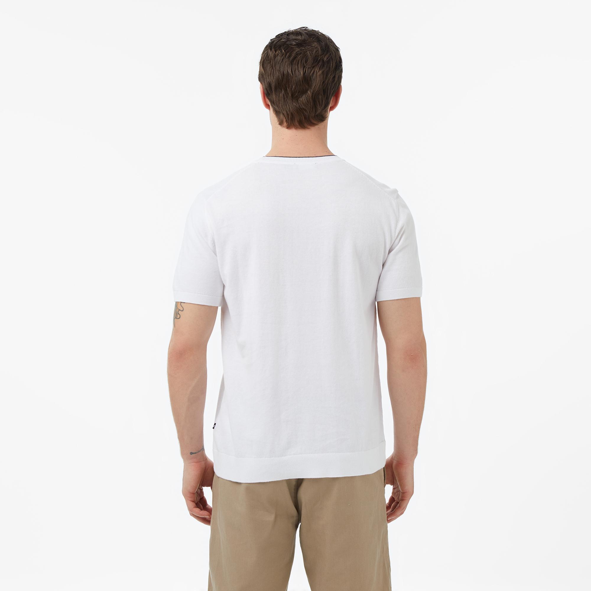 Nautica Erkek Beyaz Regular Fit Kısa Kollu Triko