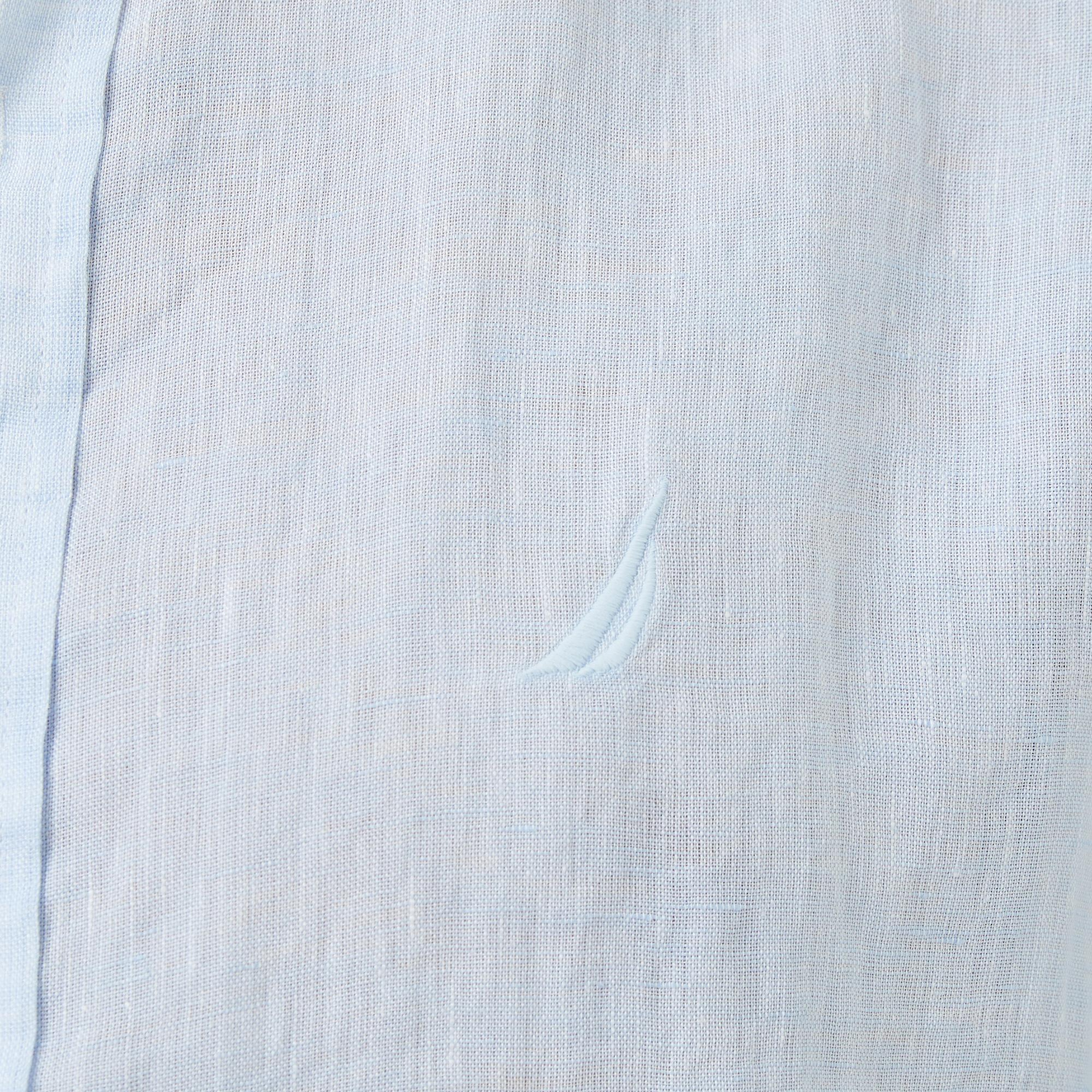 Nautica Erkek Mavi Regular Fit Keten Gömlek