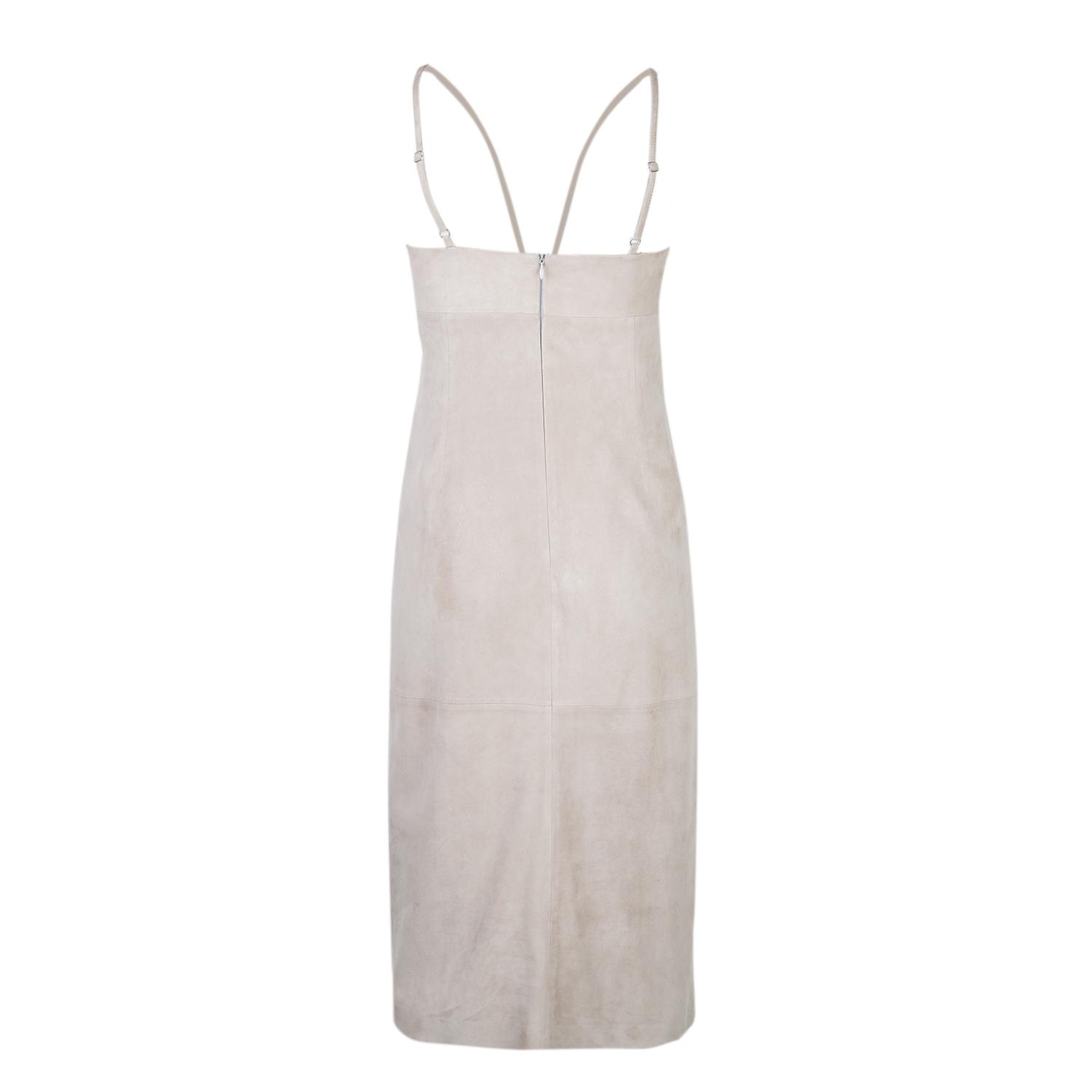 Verona Bej Kadın Nakışlı Süet Deri Elbise