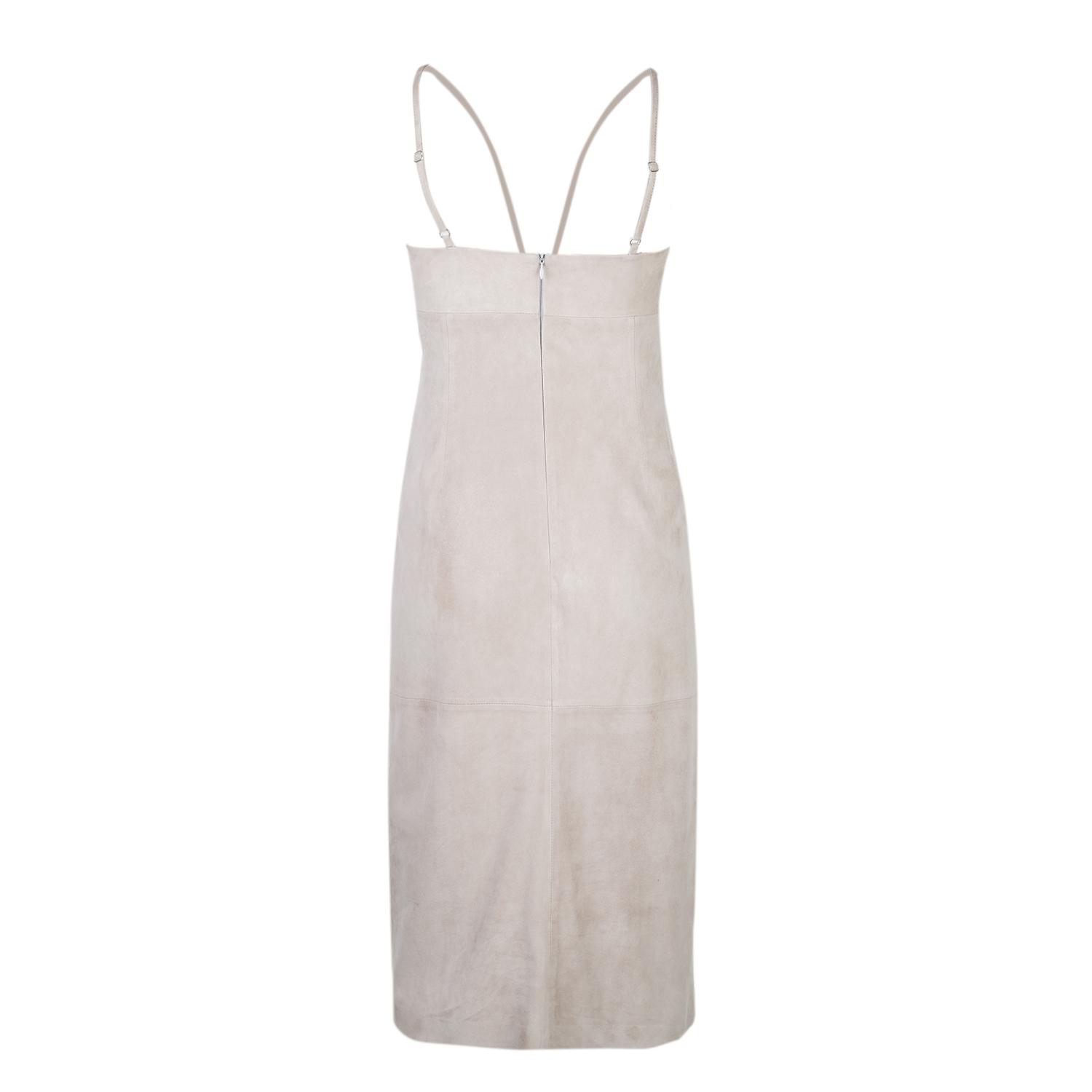 Verona Bej Kadın Nakışlı Süet Deri Elbise