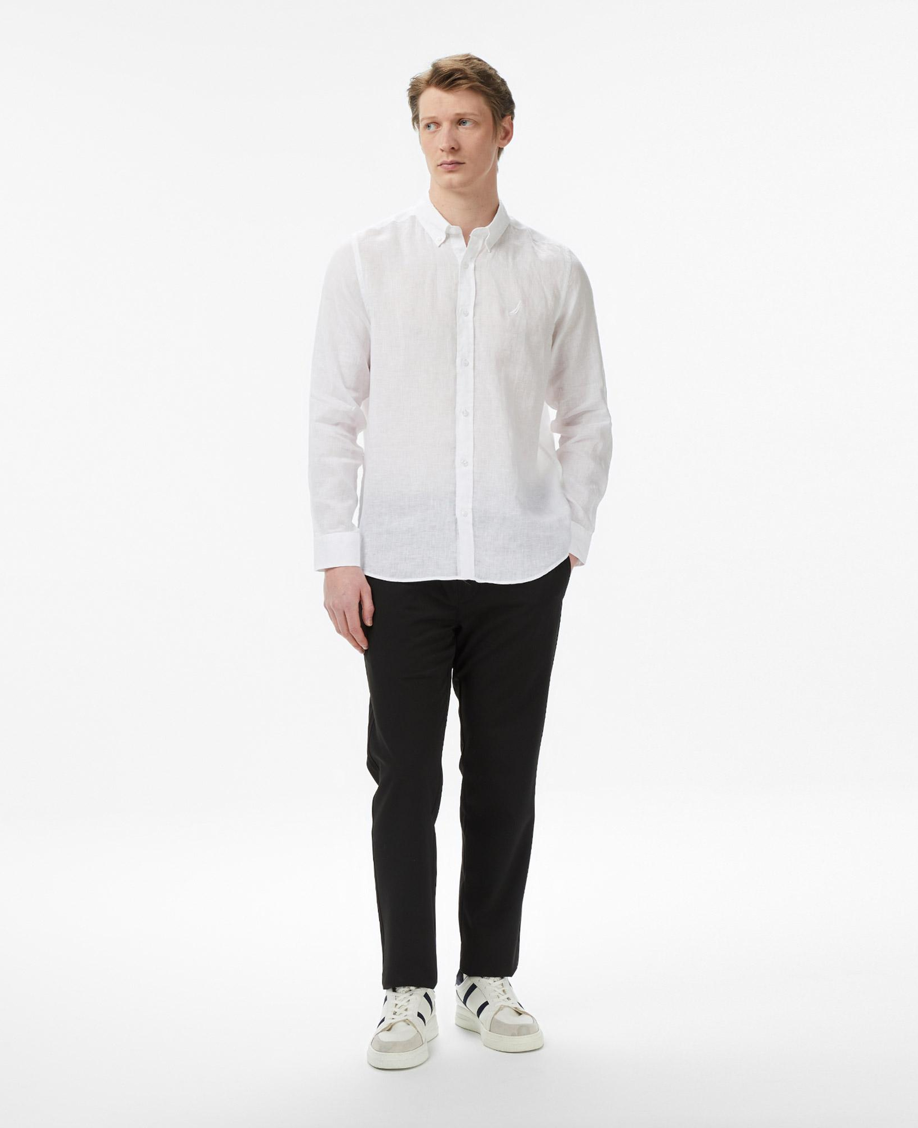 Nautica Erkek Beyaz Regular Fit Keten Gömlek