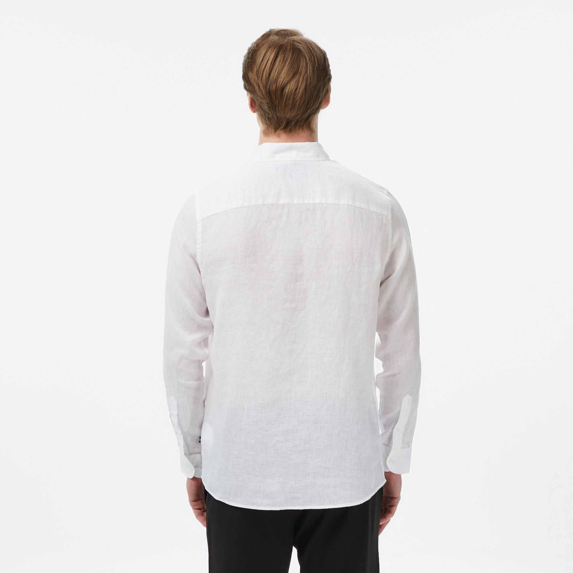 Nautica Erkek Beyaz Regular Fit Keten Gömlek