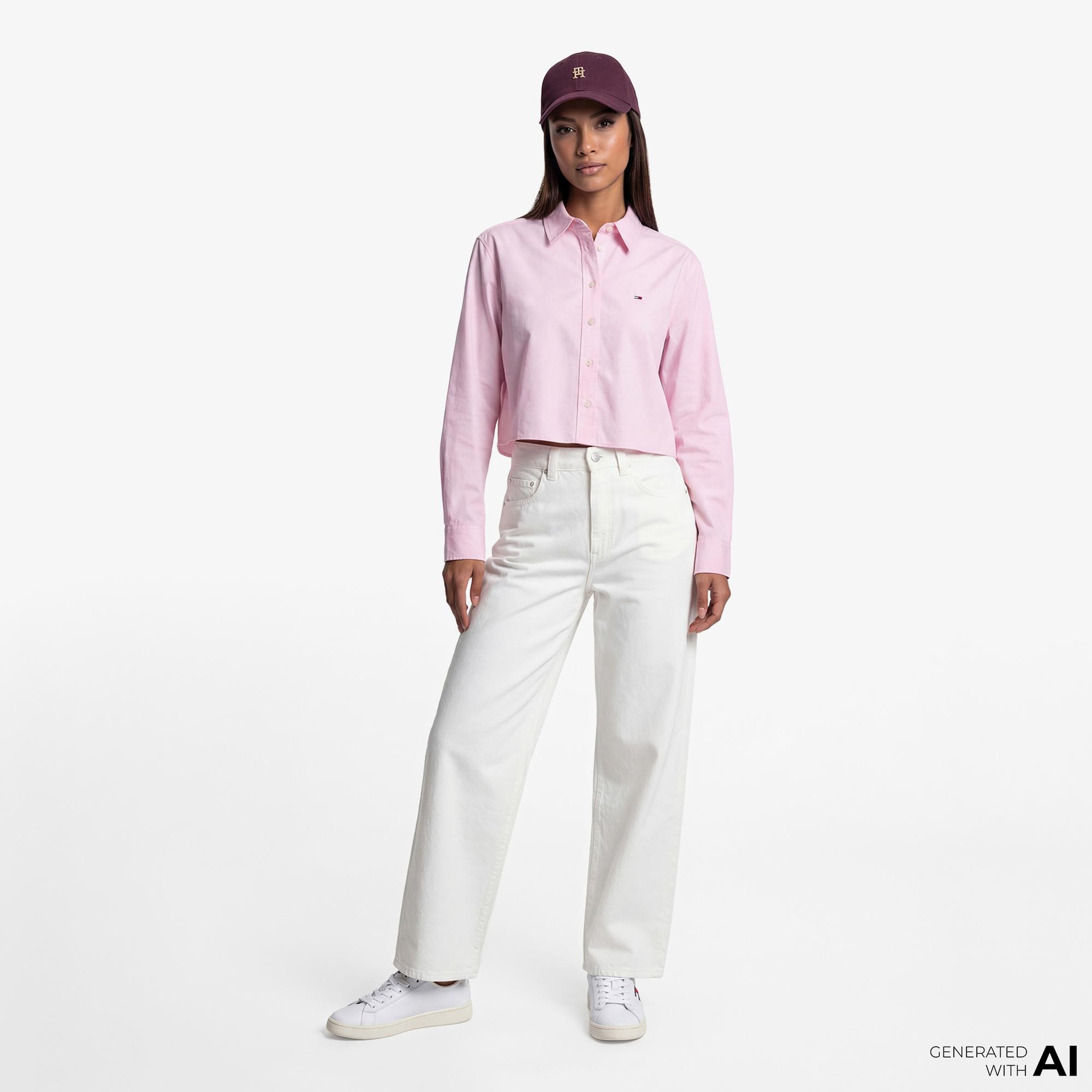 Tommy Hilfiger Denim Essentials Kadın Pembe Gömlek