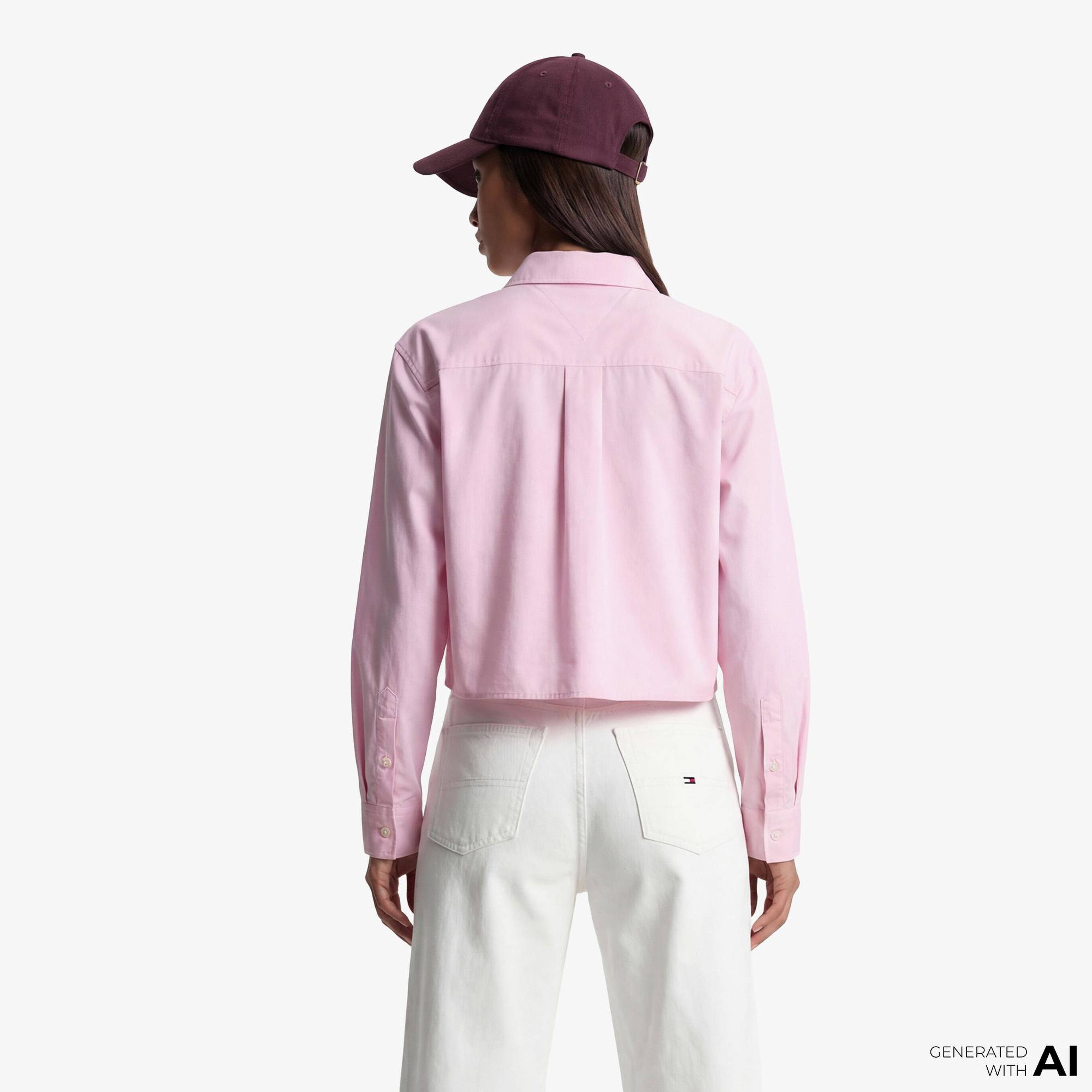 Tommy Hilfiger Denim Essentials Kadın Pembe Gömlek