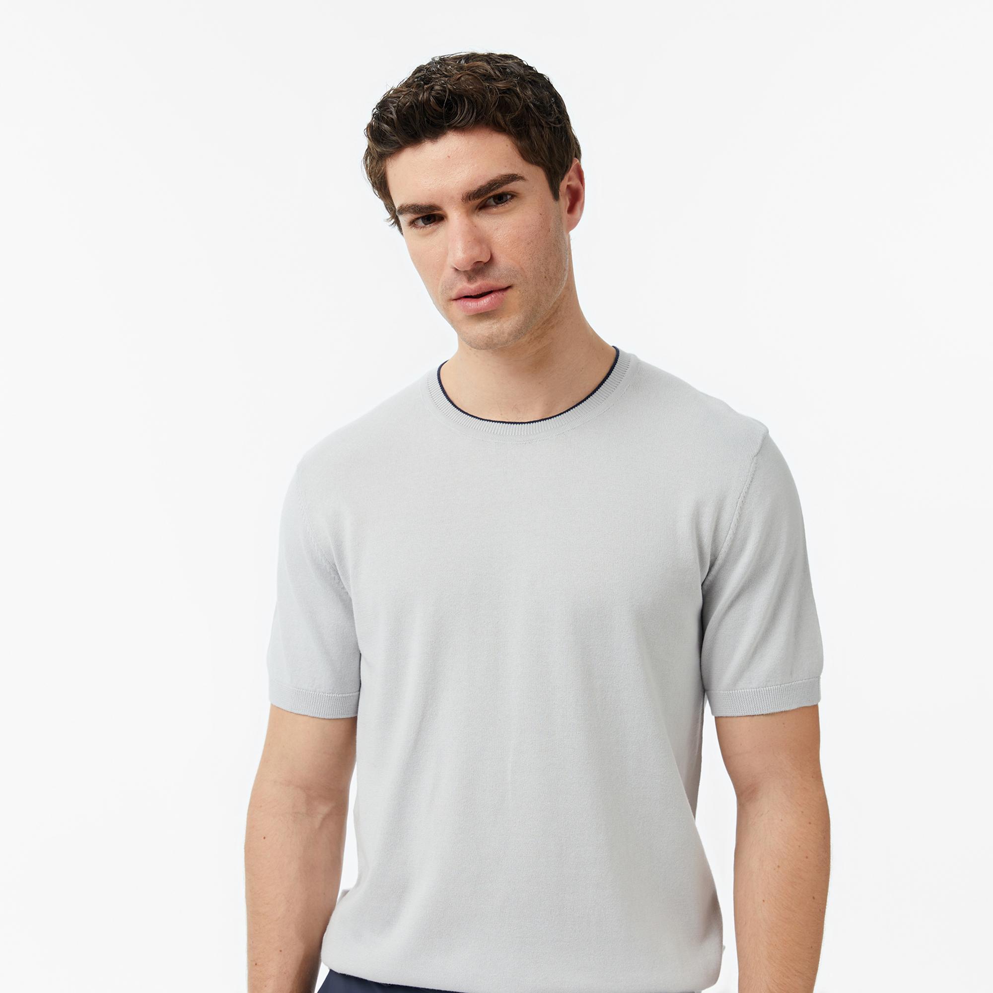 Nautica Erkek Gri Regular Fit Kısa Kollu Triko