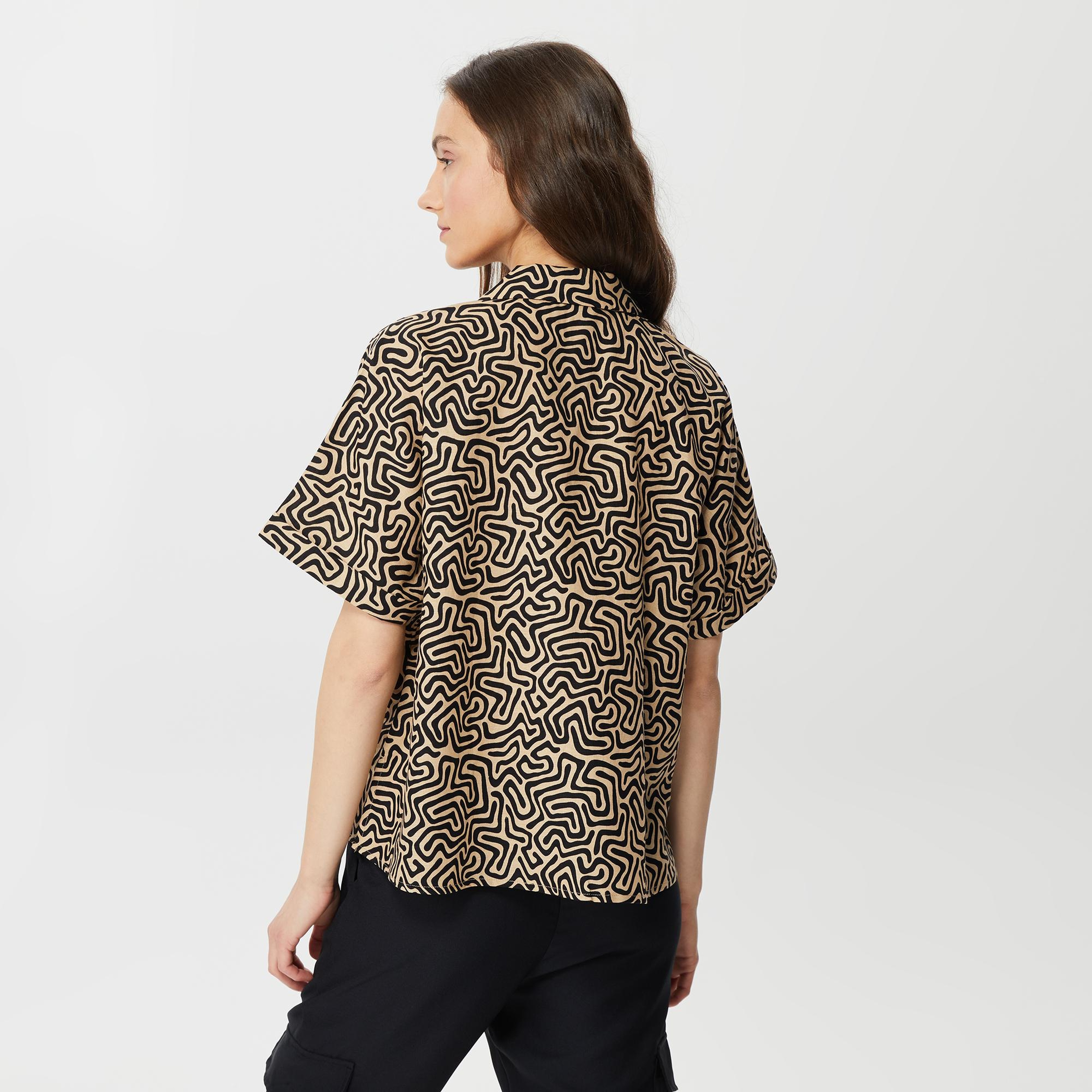 Nautica Kadın Bej Kısa Kollu Gömlek