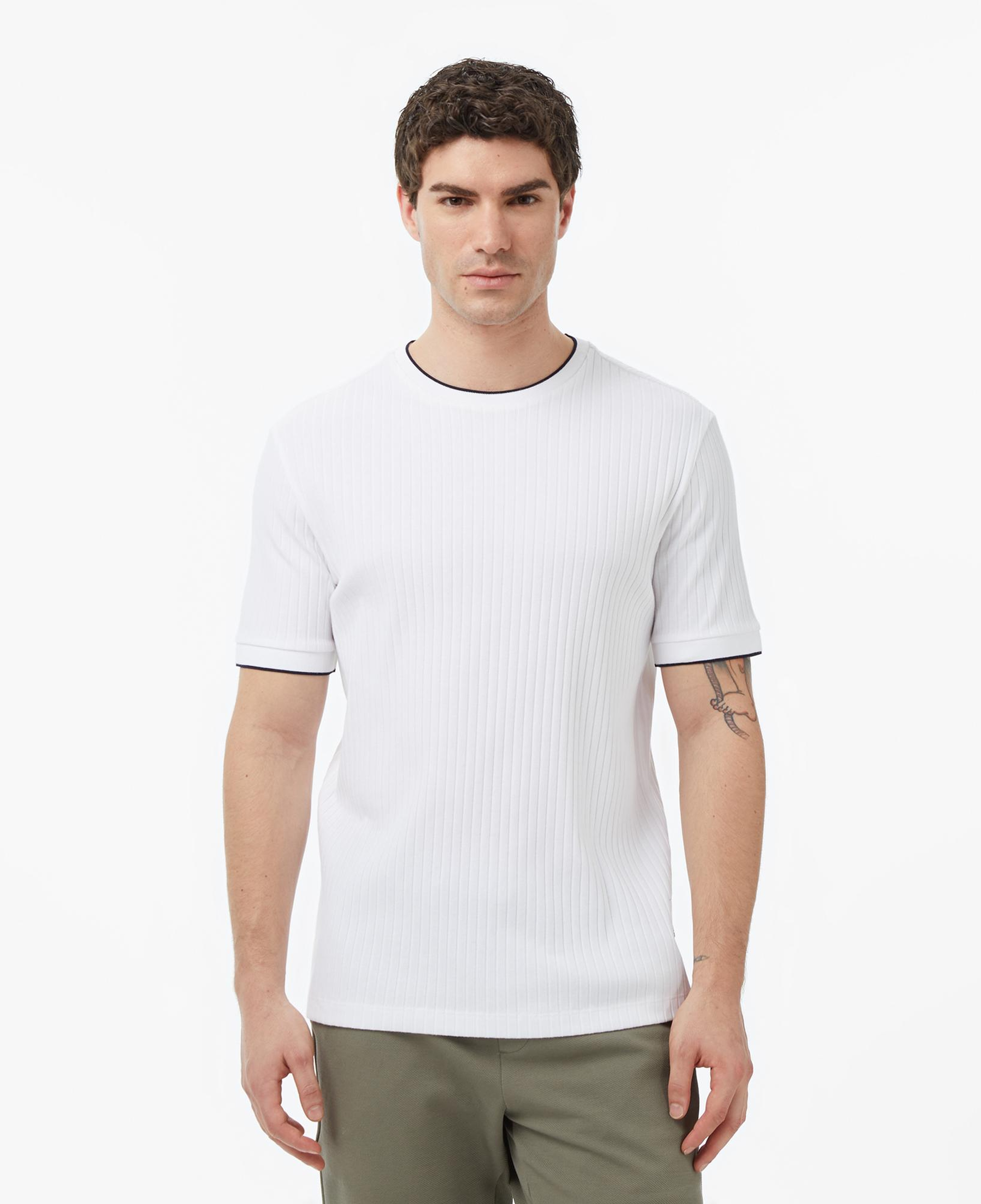 Nautica Erkek Beyaz Regular Fit Çizgili T-Shirt