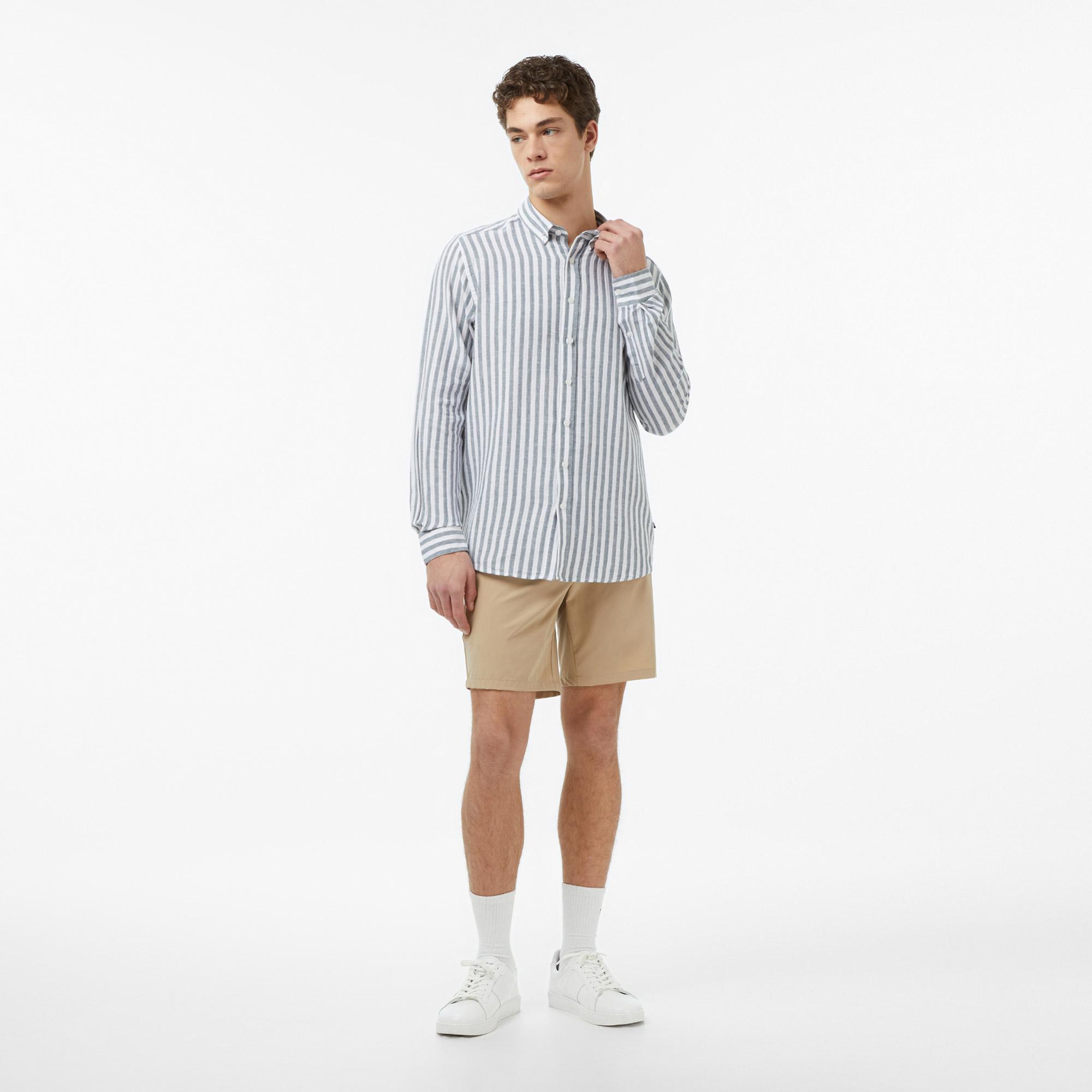 Nautica Erkek Yeşil Regular Fit Çizgili Gömlek