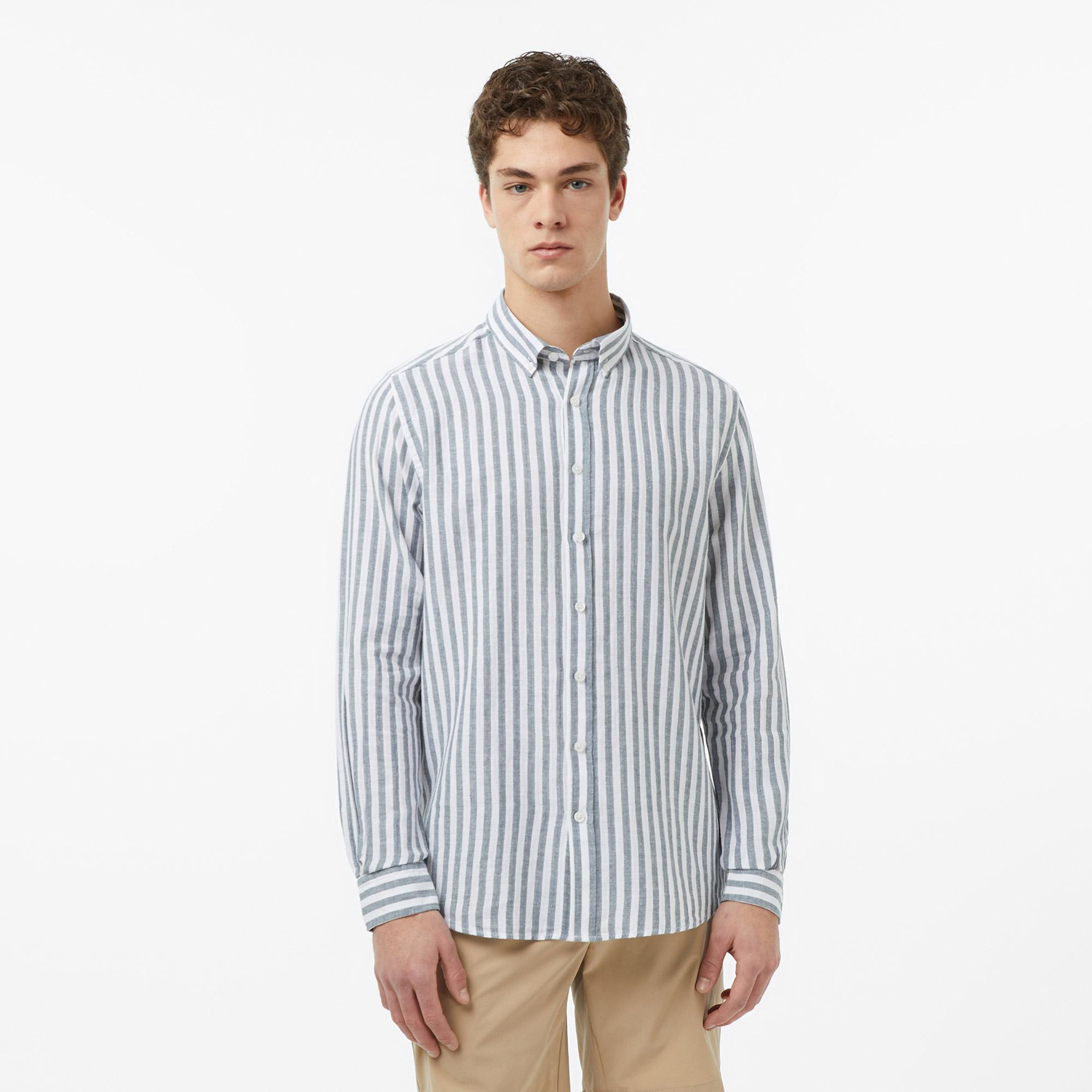 Nautica Erkek Yeşil Regular Fit Çizgili Gömlek