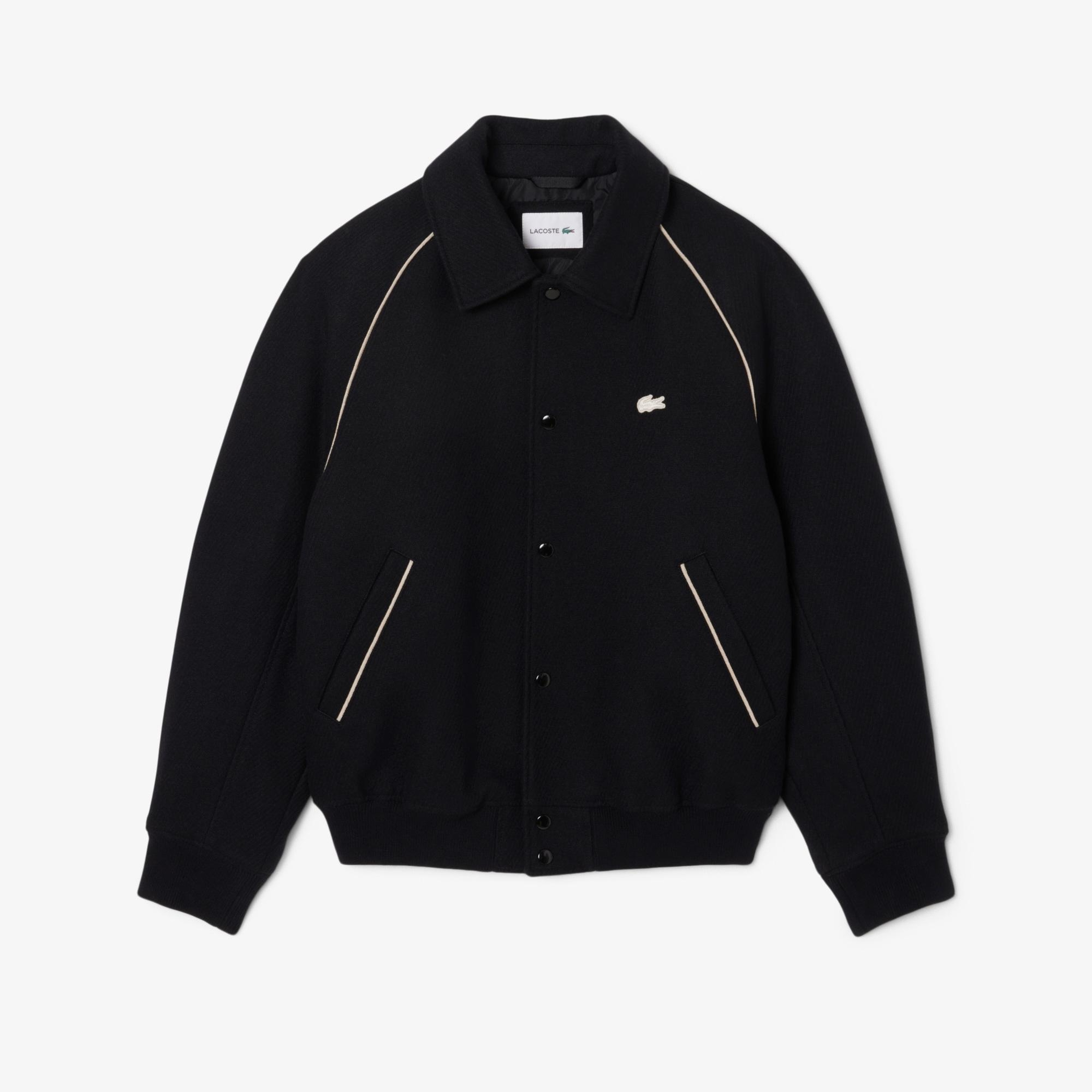 Lacoste Erkek Classic Fit Gömlek Yaka Baskılı Siyah Ceket