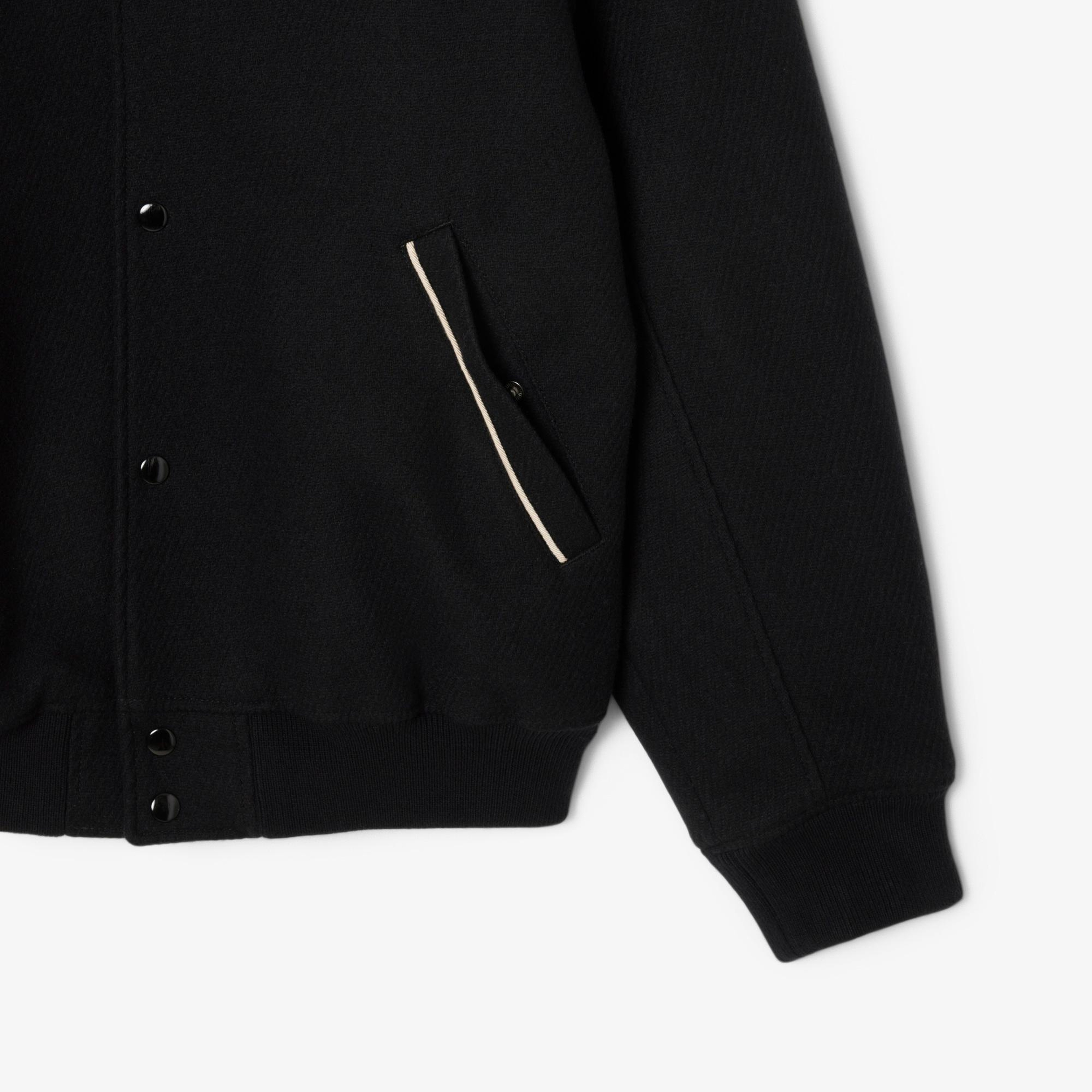 Lacoste Erkek Classic Fit Gömlek Yaka Baskılı Siyah Ceket