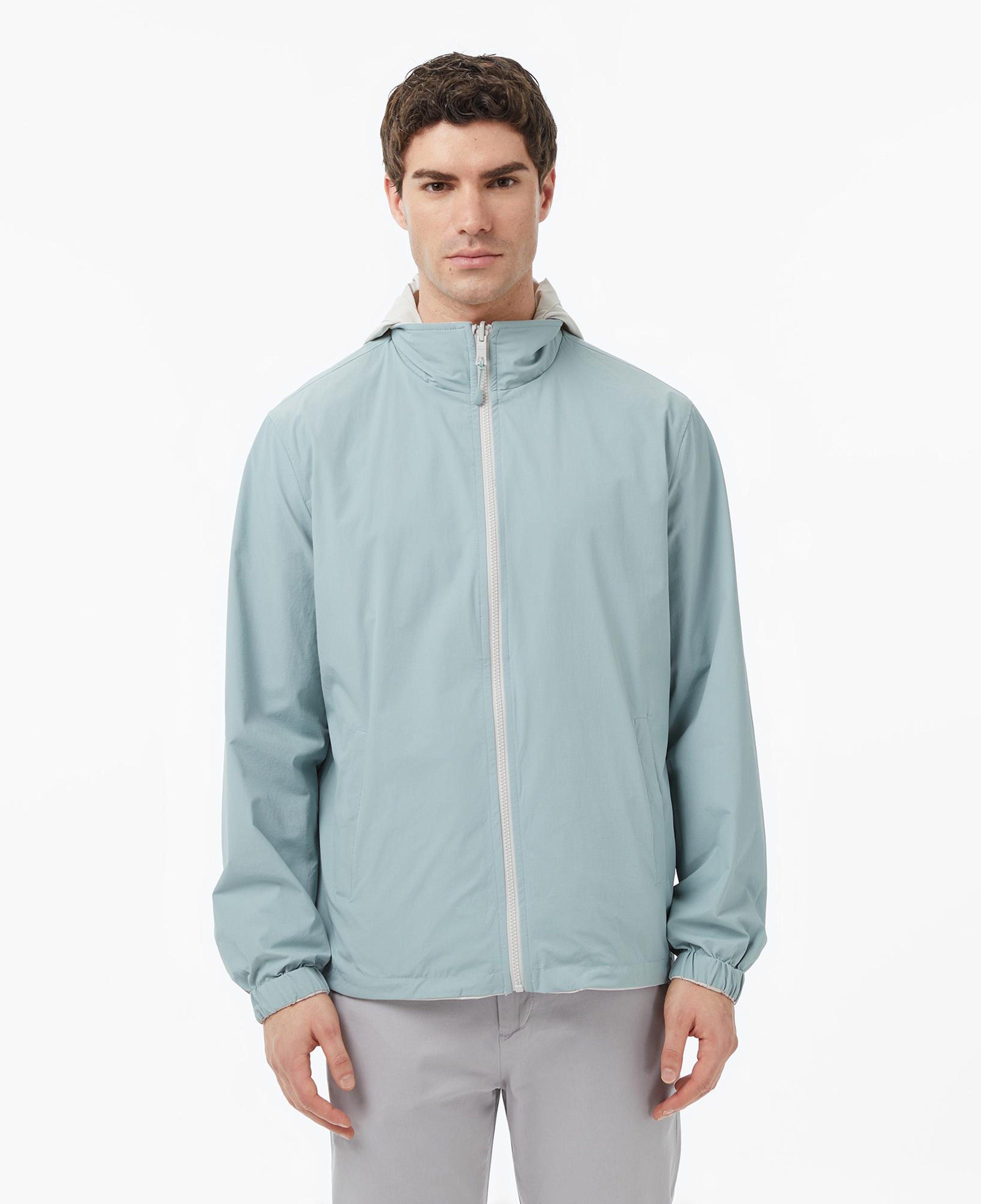 Nautica Erkek Gri Regular Fit Dik Yaka Çift Taraflı Su İtici Mont