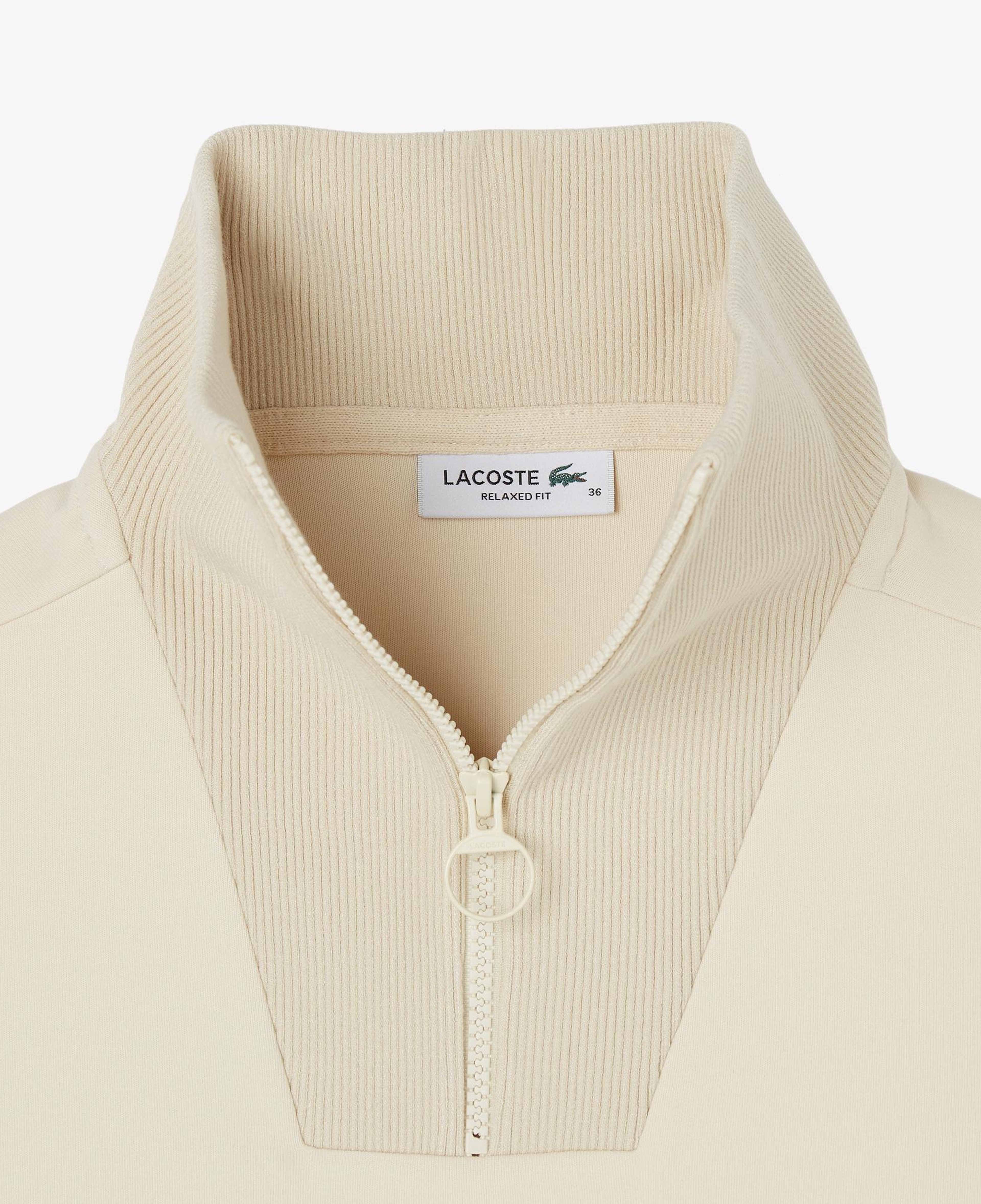 Lacoste Kadın Relaxed Fit Yarım Fermuarlı Krem Sweatshirt