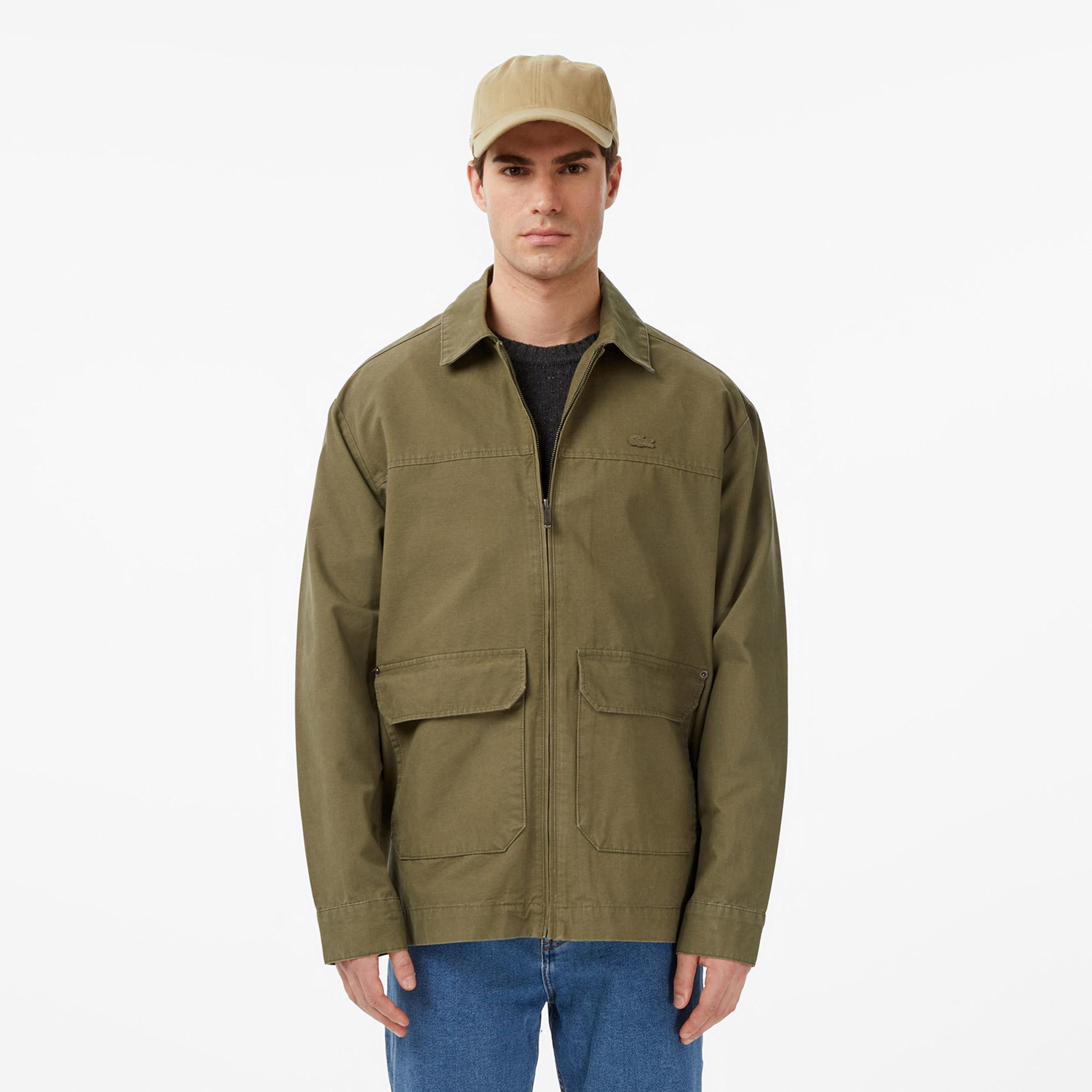 Lacoste Erkek Relaxed Fit Fermuarlı Haki Ceket