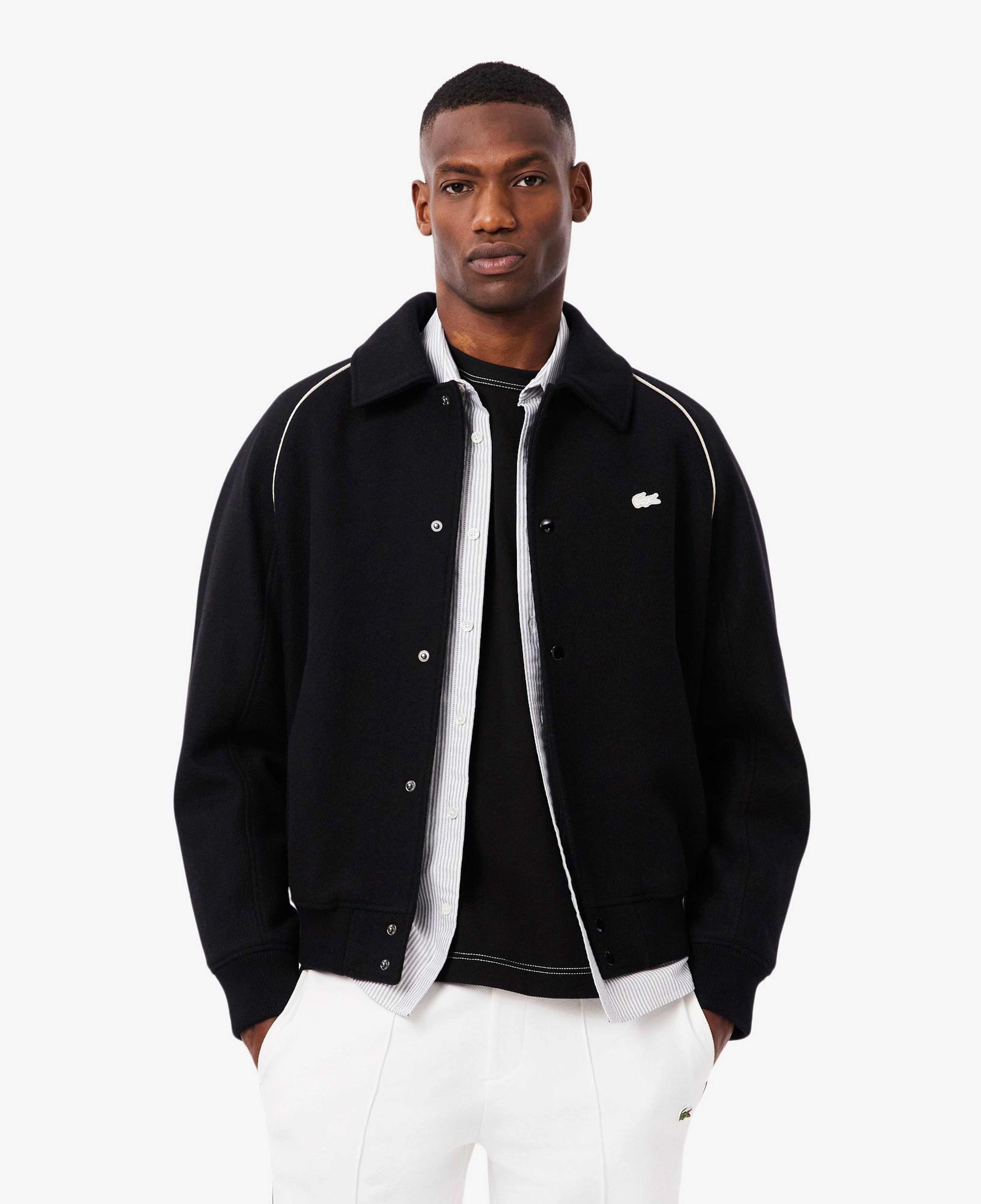 Lacoste Erkek Classic Fit Gömlek Yaka Baskılı Siyah Ceket