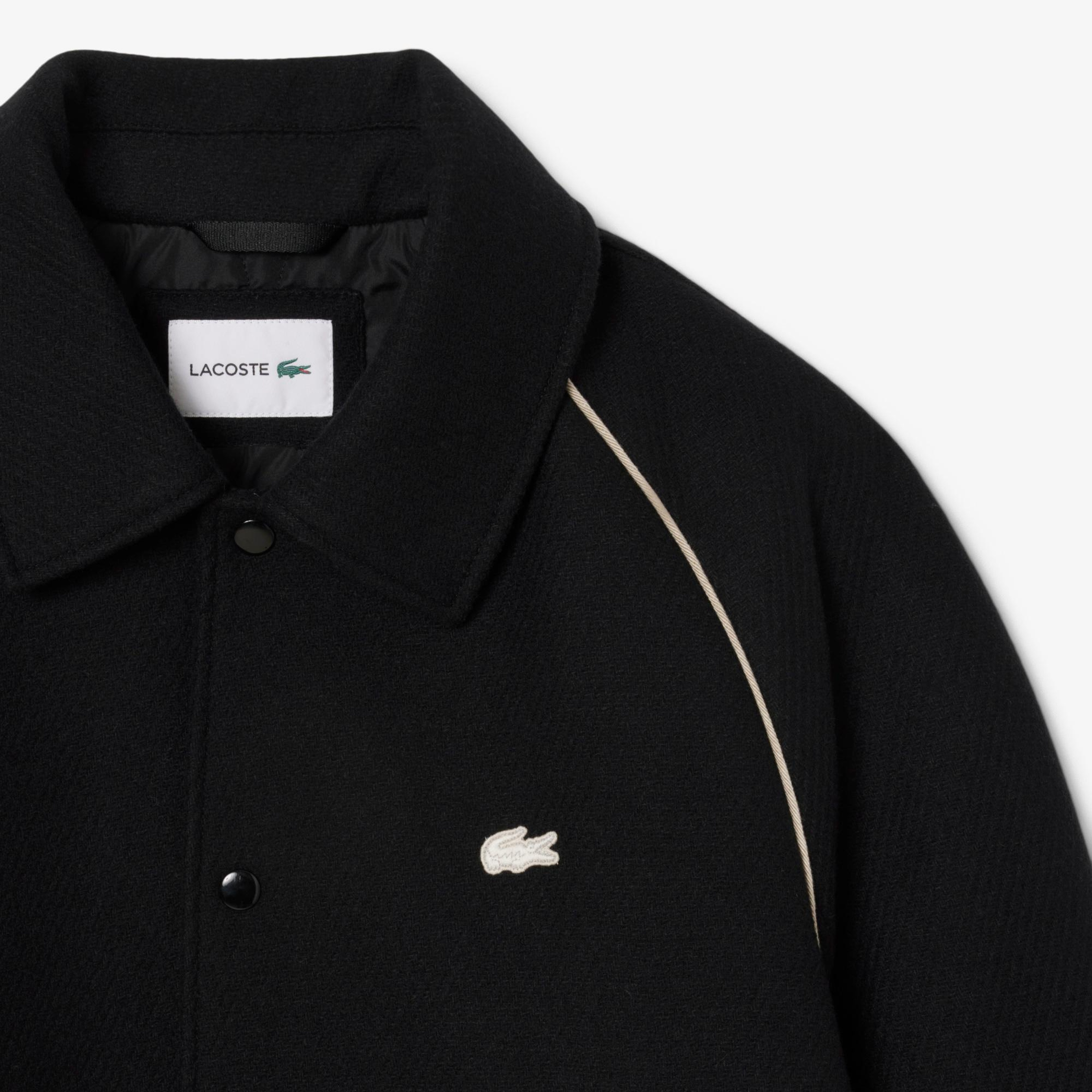 Lacoste Erkek Classic Fit Gömlek Yaka Baskılı Siyah Ceket