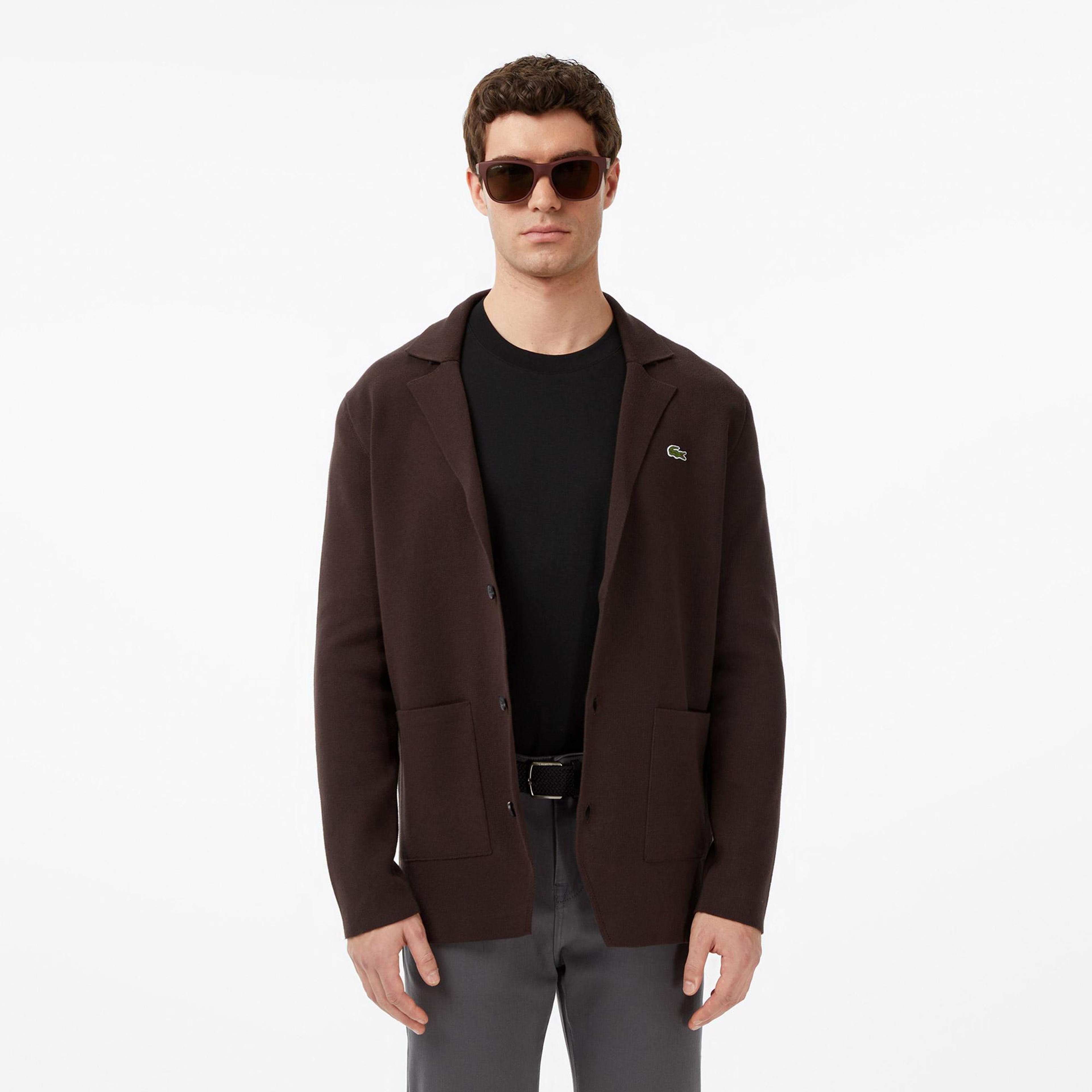 Lacoste Erkek Classic Fit V Yaka Kahverengi Hırka