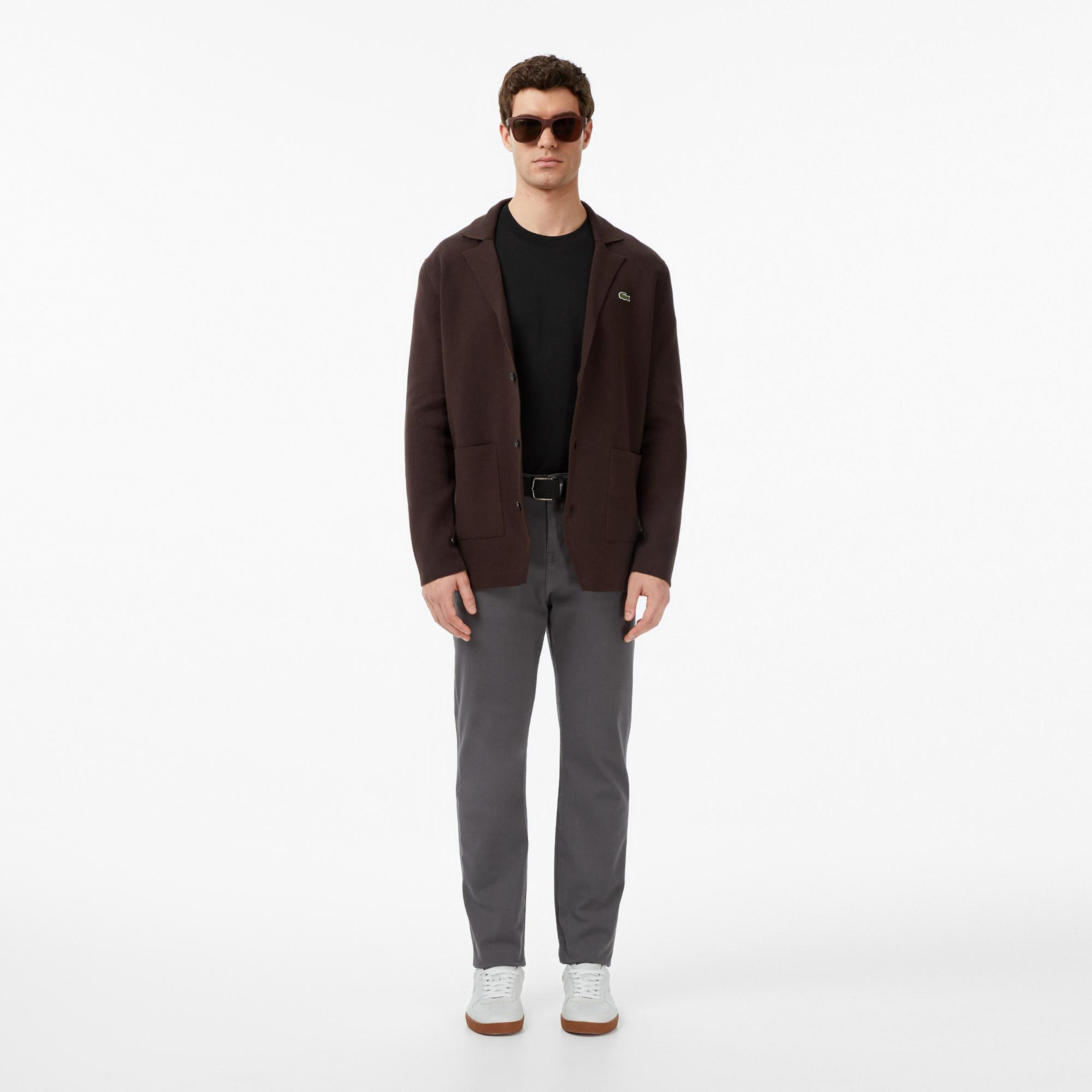 Lacoste Erkek Classic Fit V Yaka Kahverengi Hırka