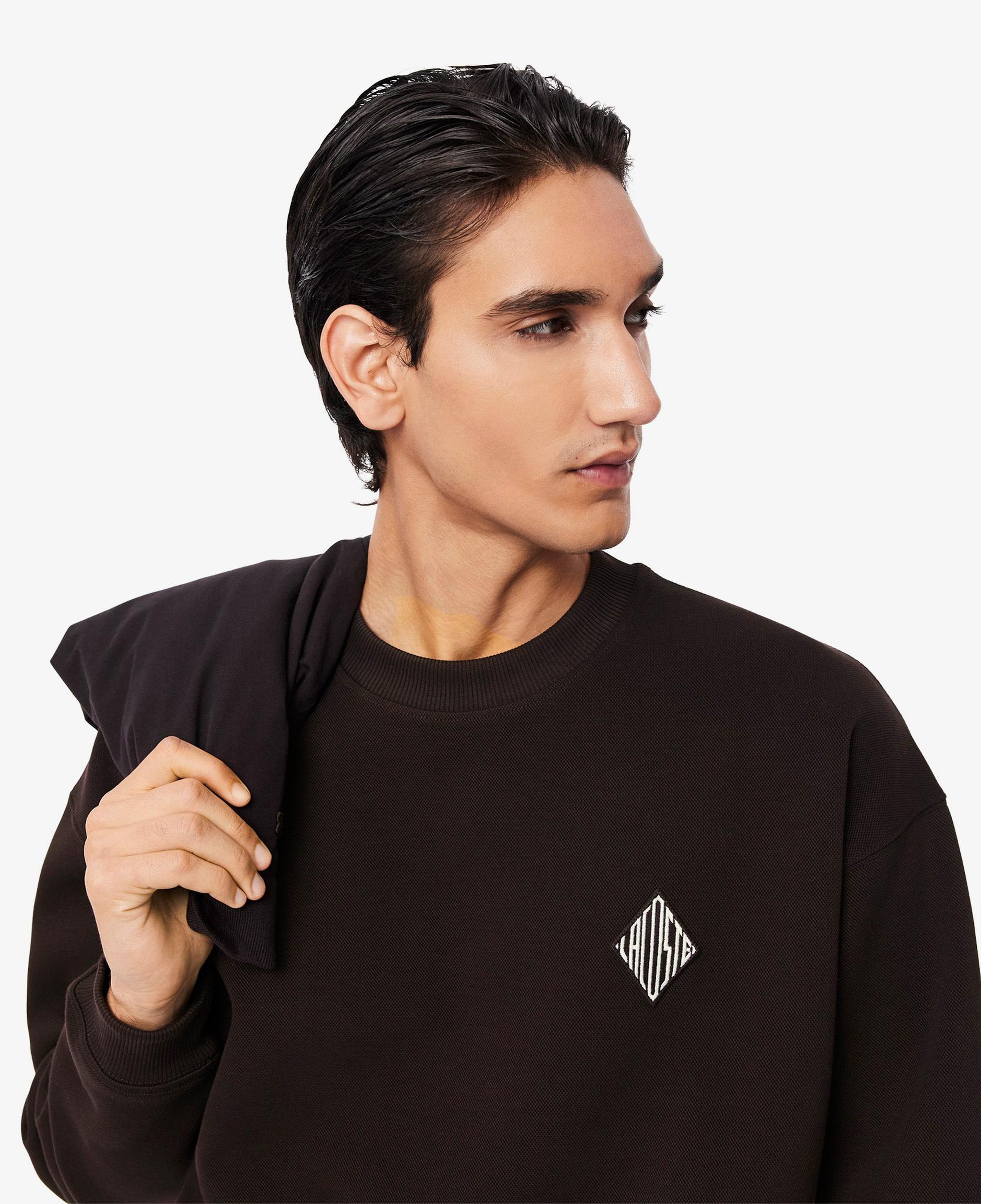 Lacoste Erkek Loose Fit Bisiklet Yaka Koyu Kahverengi Sweatshirt