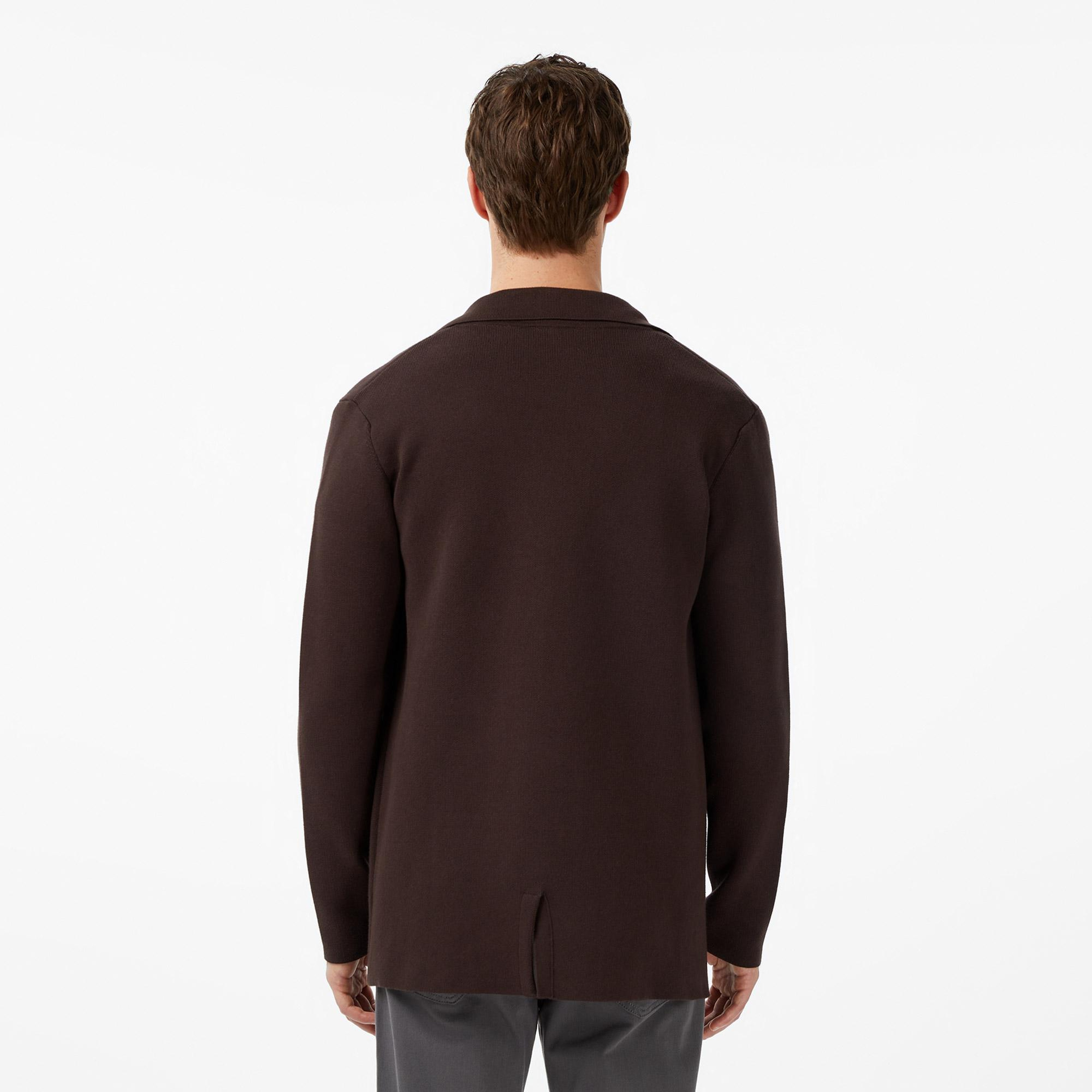 Lacoste Erkek Classic Fit V Yaka Kahverengi Hırka