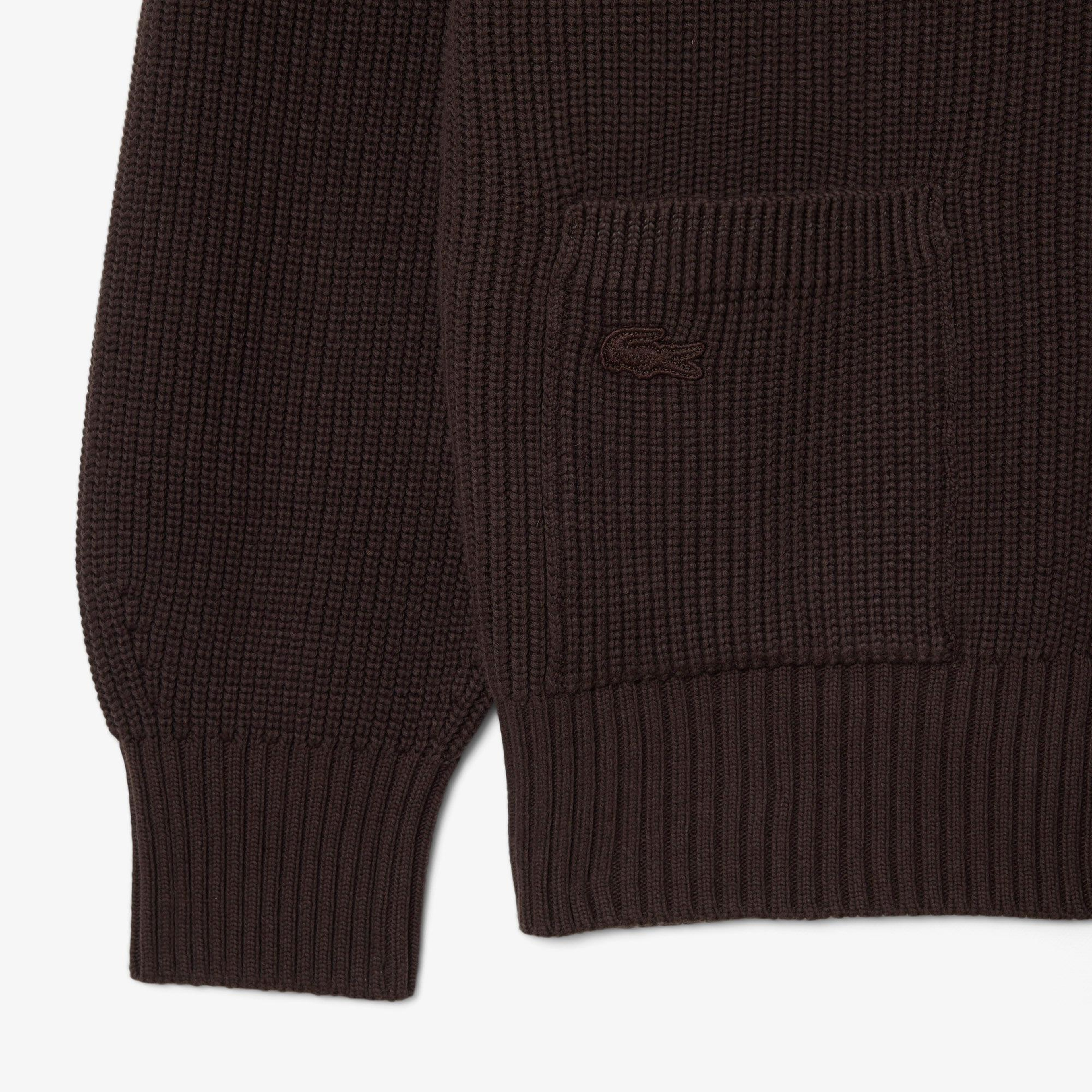 Lacoste Erkek Relaxed Fit V Yaka Koyu Kahverengi Hırka