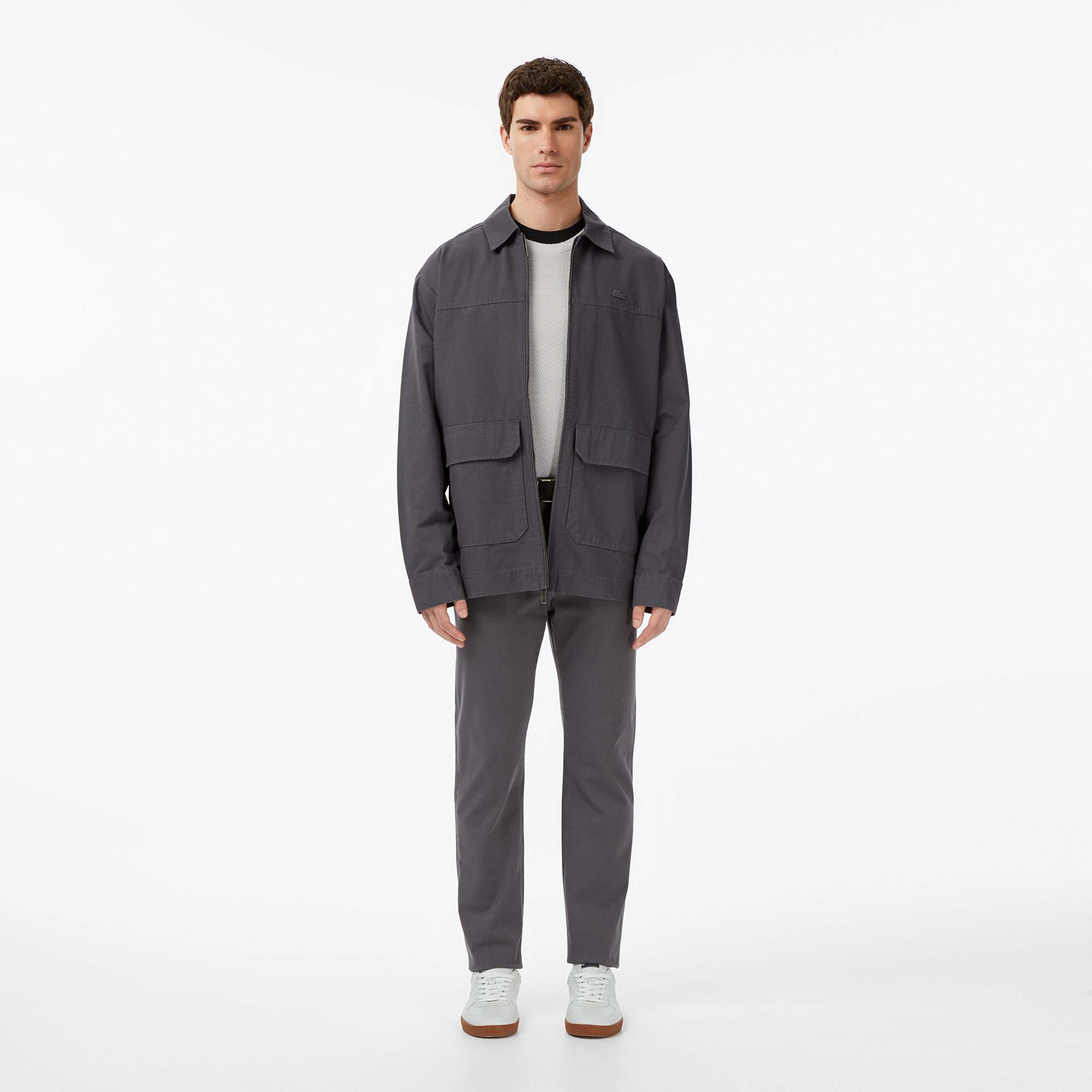 Lacoste Erkek Relaxed Fit Fermuarlı Koyu Gri Dış Gömlek