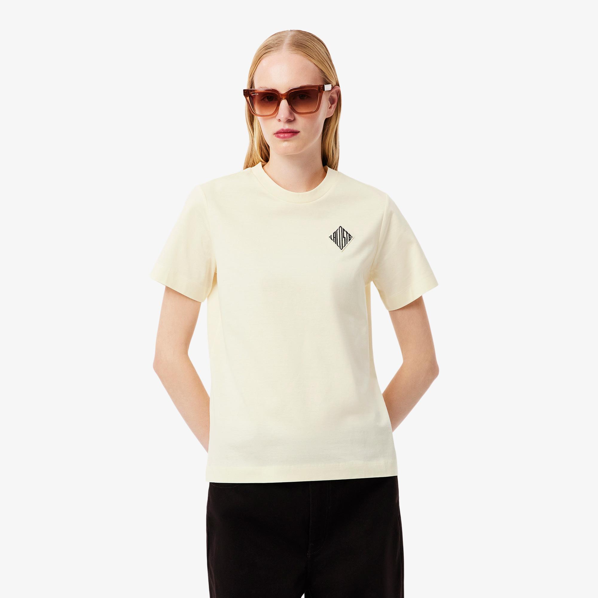Lacoste Kadın Regular Fit Bisiklet Yaka Sarı T-Shirt