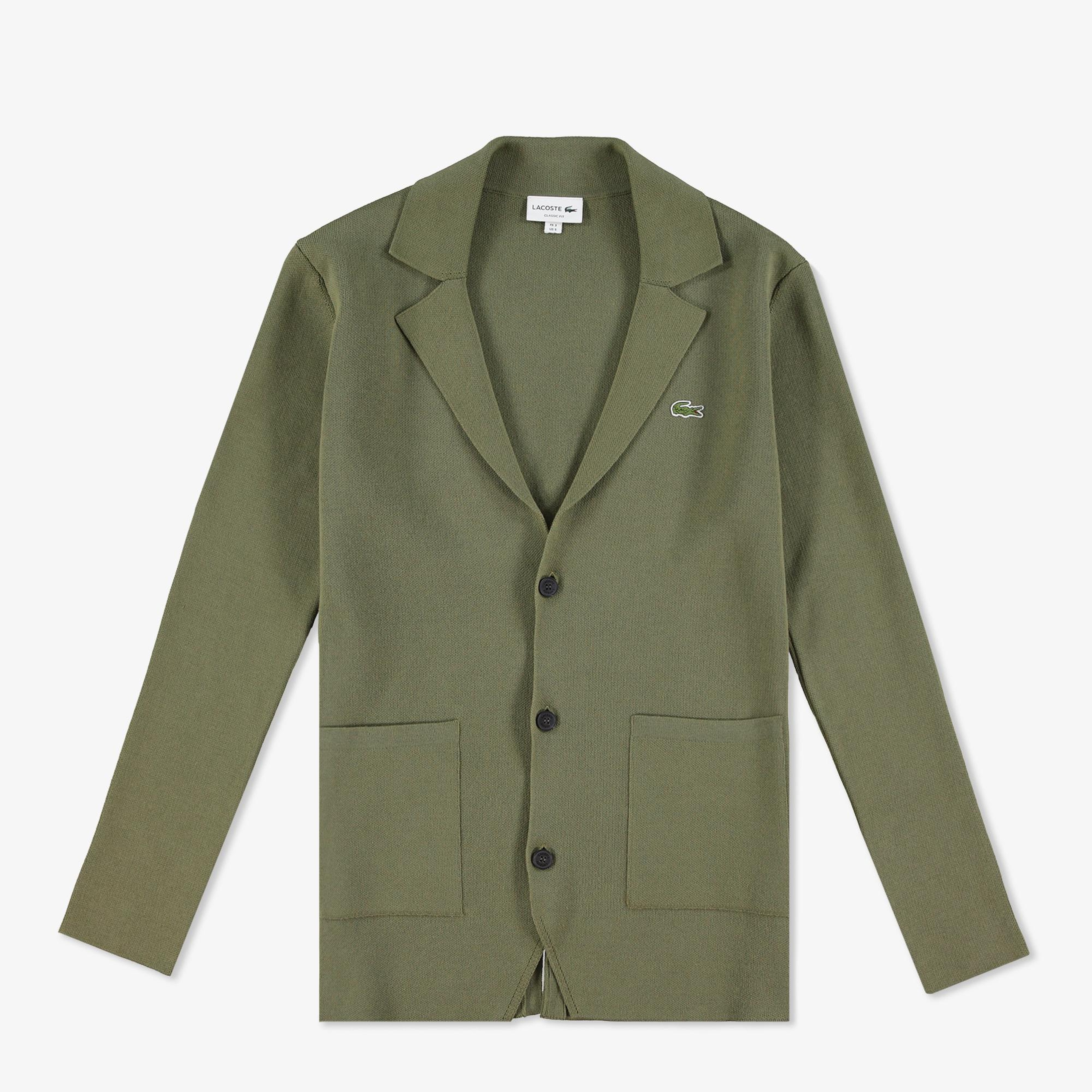 Lacoste Erkek Classic Fit V Yaka Haki Hırka