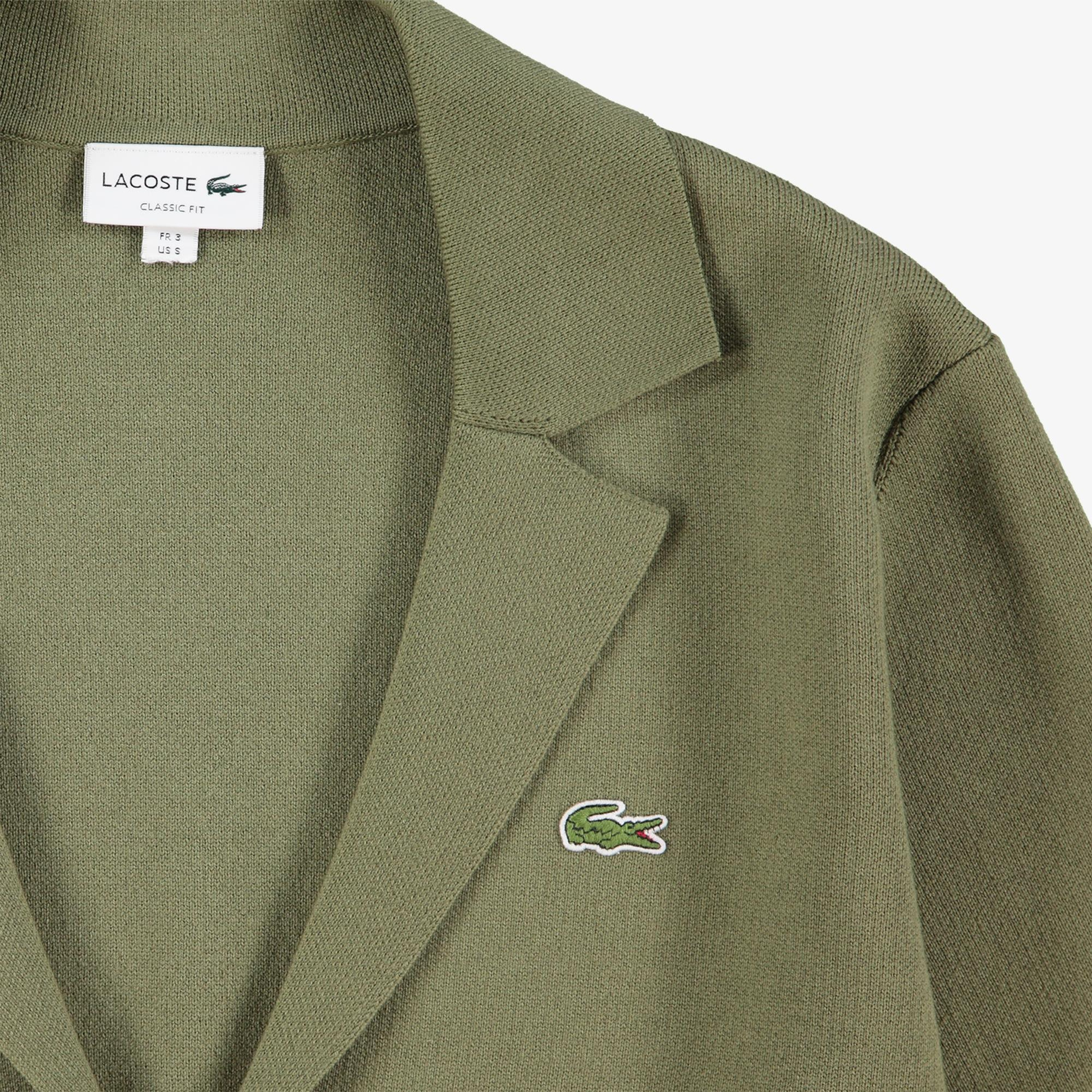 Lacoste Erkek Classic Fit V Yaka Haki Hırka