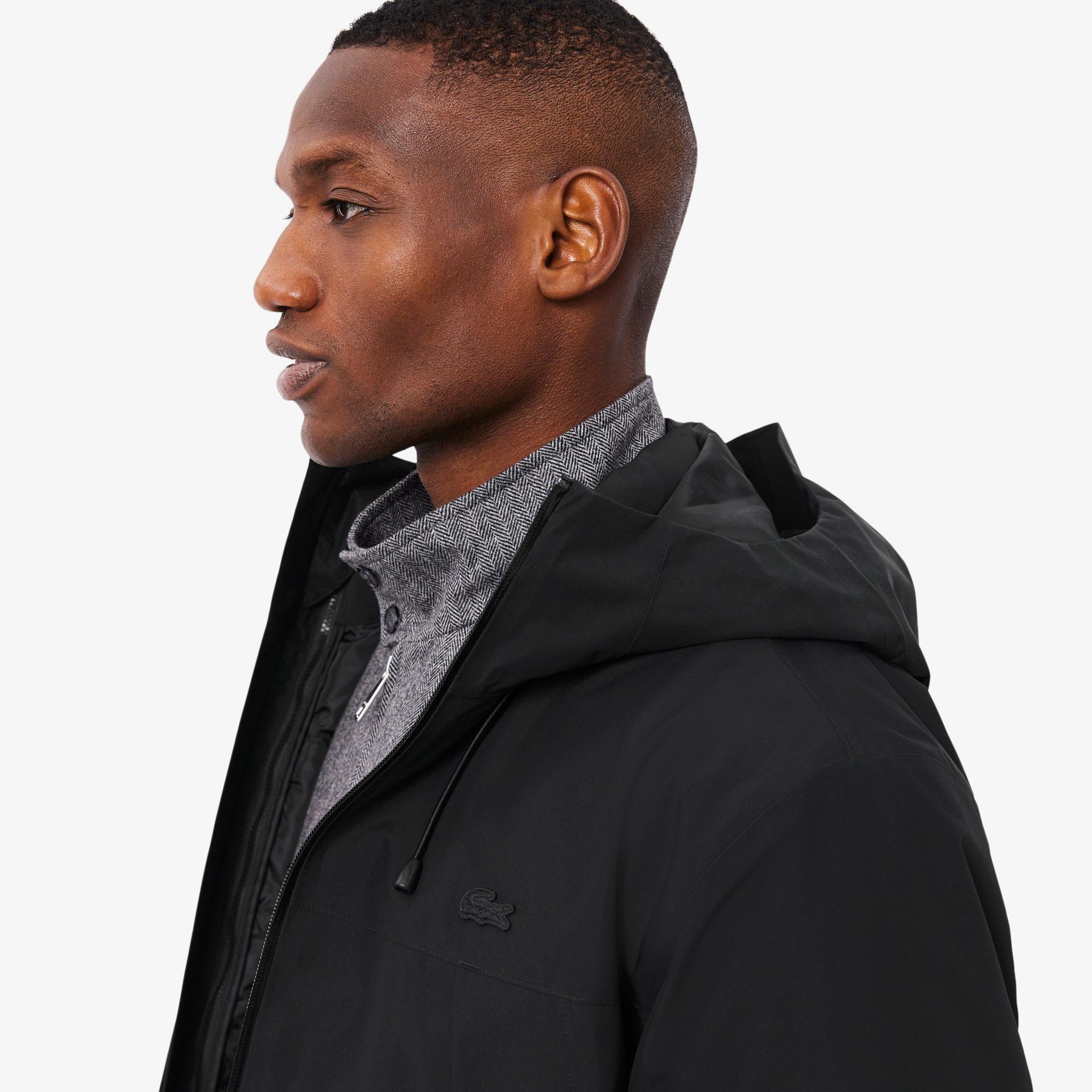 Lacoste Erkek Classic Fit Kapüşonlu Siyah Mont