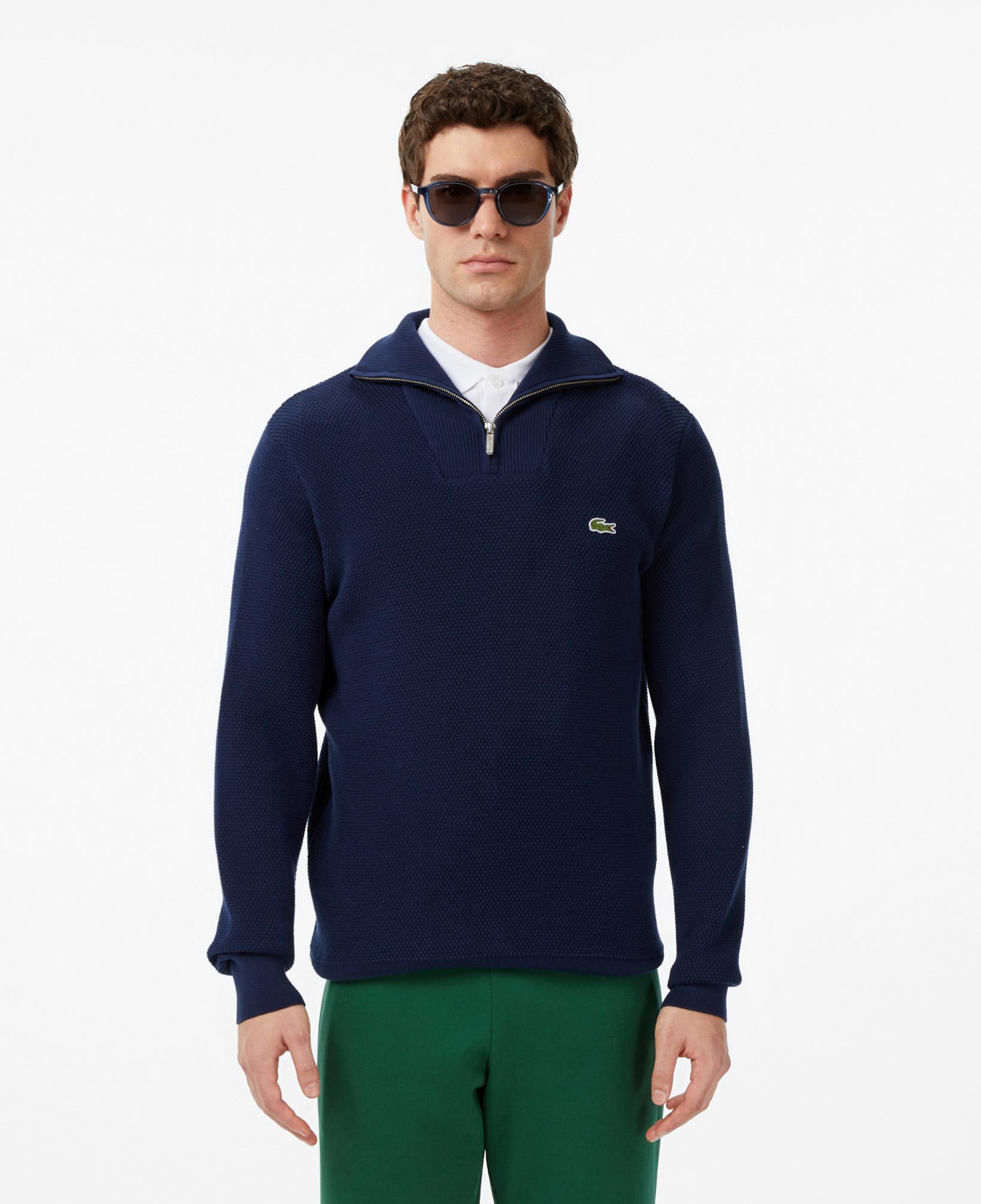 Lacoste Erkek Classic Fit Yarım Fermuarlı Lacivert Kazak