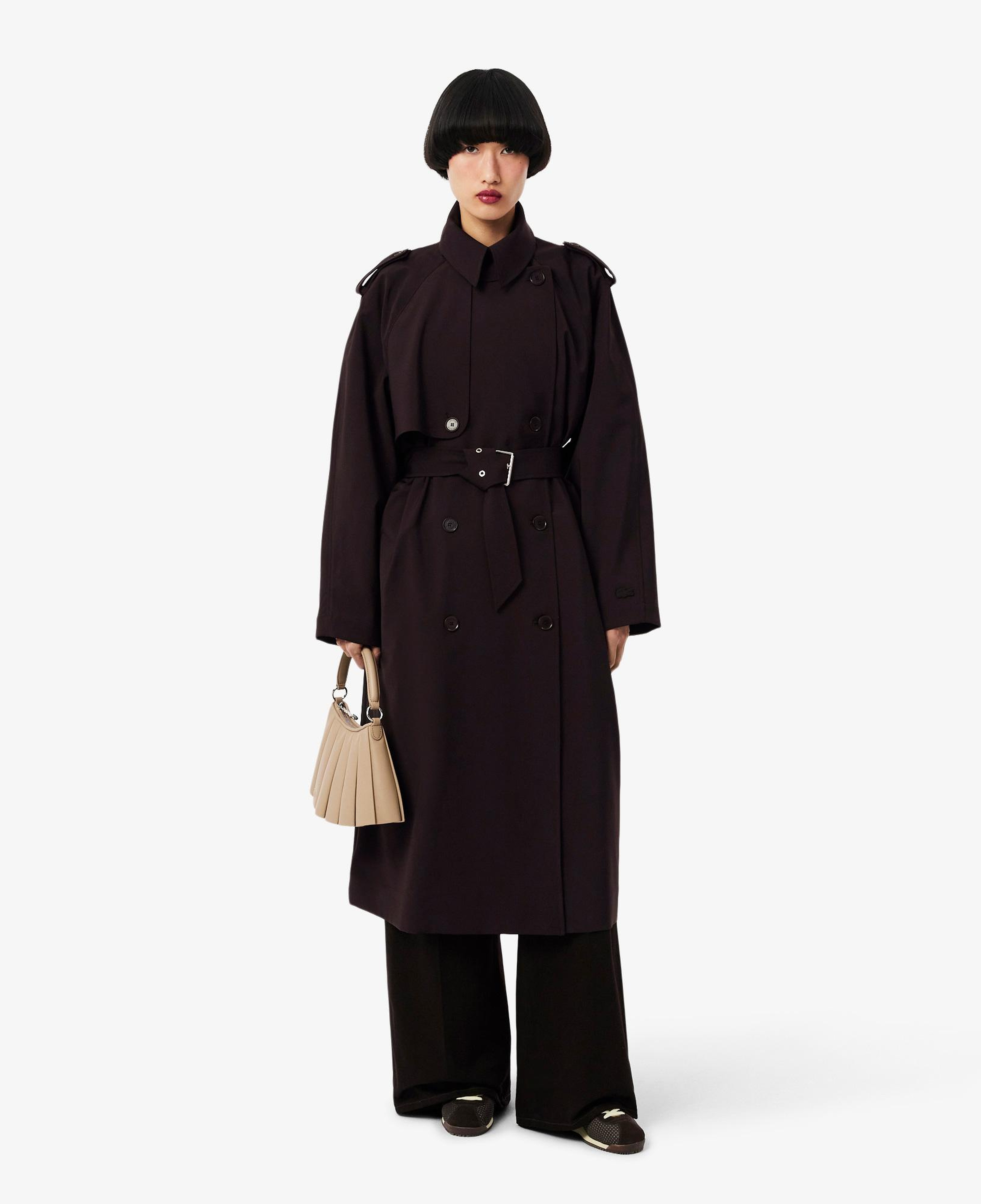 Lacoste Kadın Oversize Fit Koyu Kahverengi Trençkot