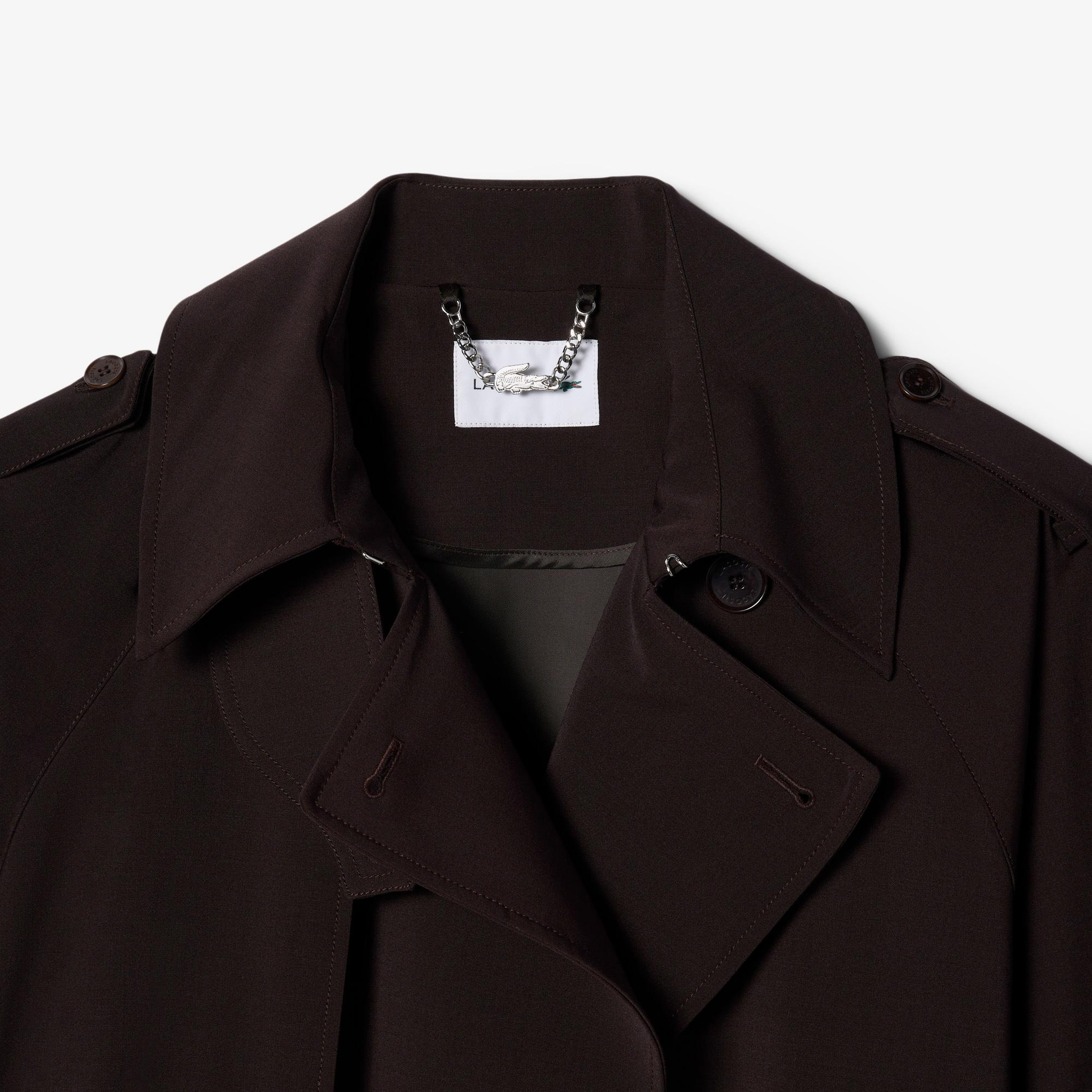 Lacoste Kadın Oversize Fit Koyu Kahverengi Trençkot