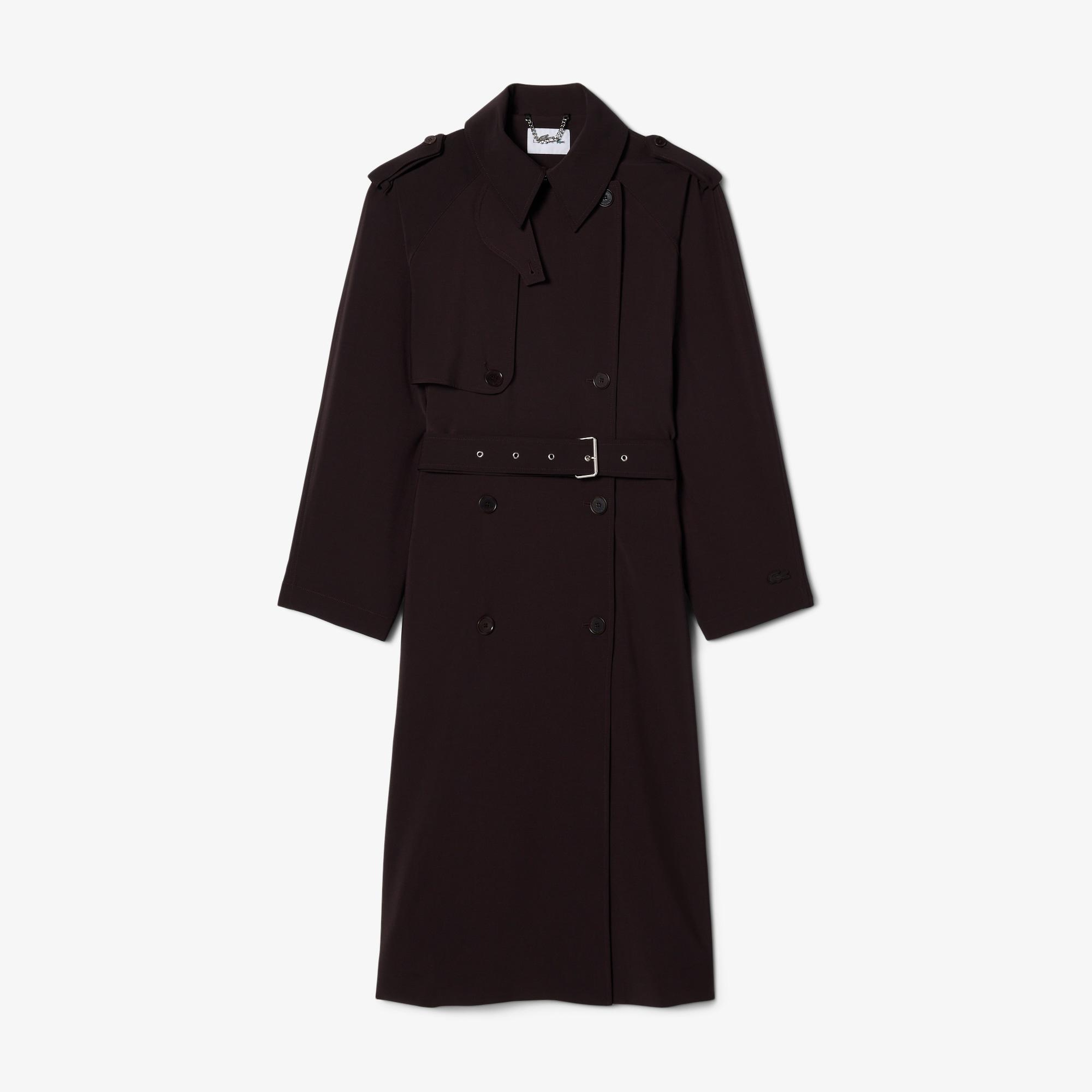 Lacoste Kadın Oversize Fit Koyu Kahverengi Trençkot