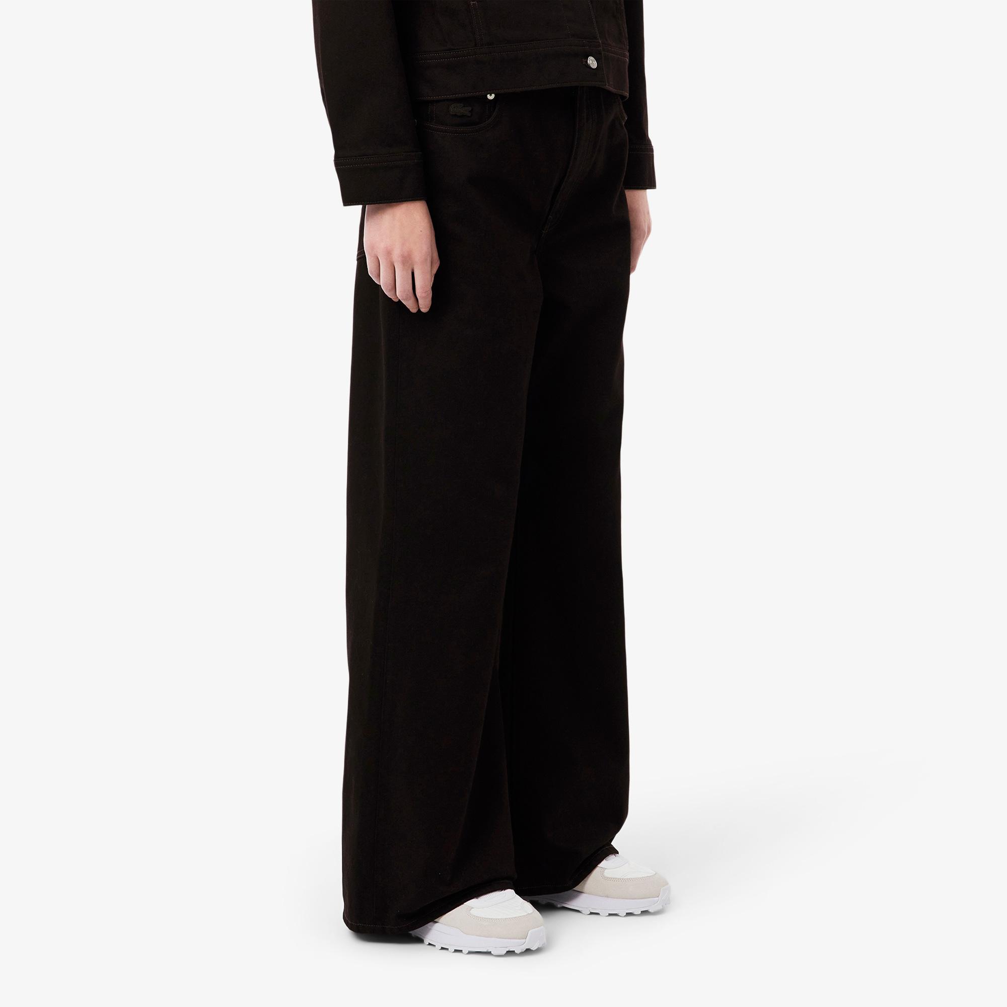 Lacoste Kadın Wide Leg Koyu Kahverengi Jean Pantolon