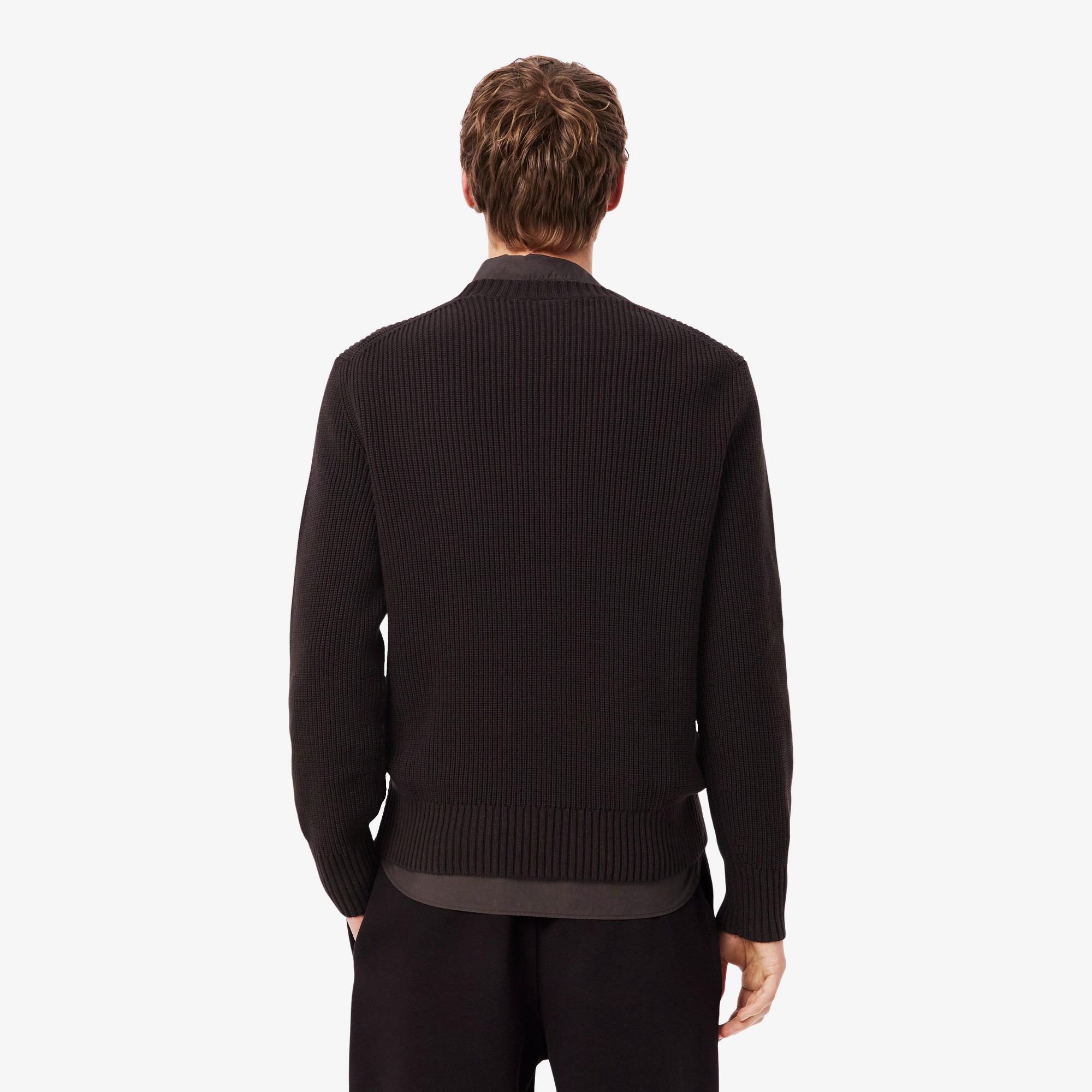 Lacoste Erkek Classic Fit Bisiklet Yaka Kahverengi Kazak