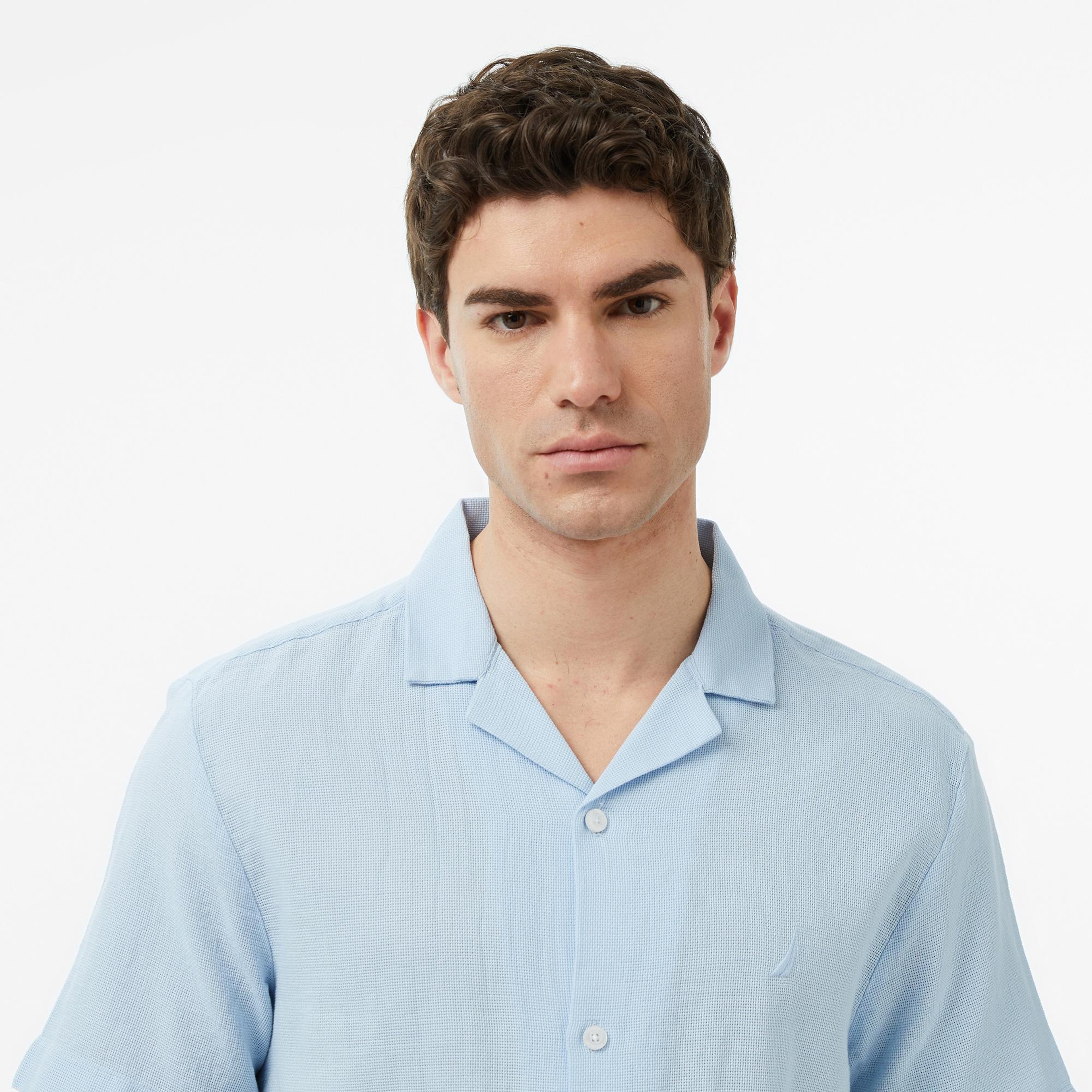 Nautica Erkek Mavi Regular Fit Kısa Kollu Gömlek