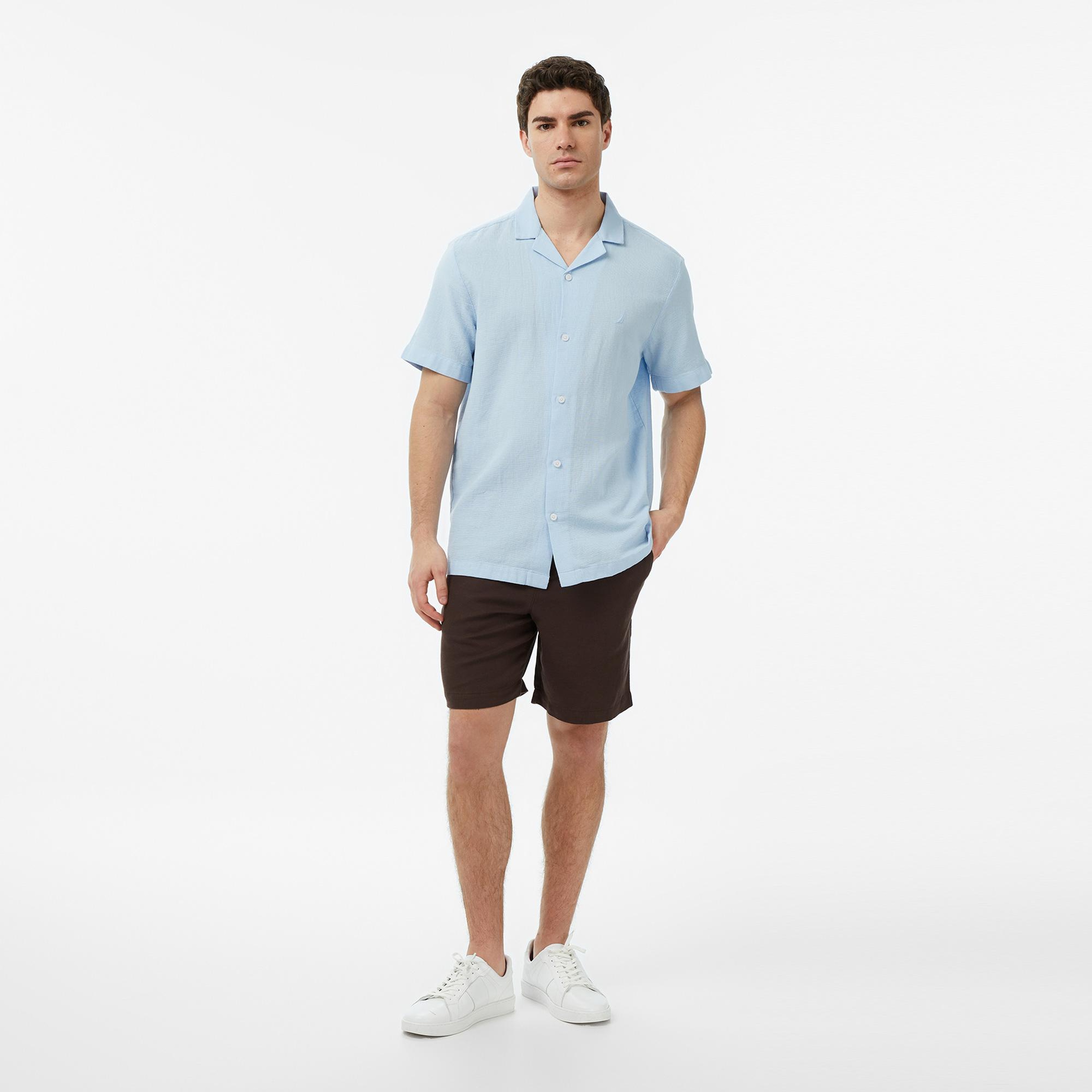 Nautica Erkek Mavi Regular Fit Kısa Kollu Gömlek