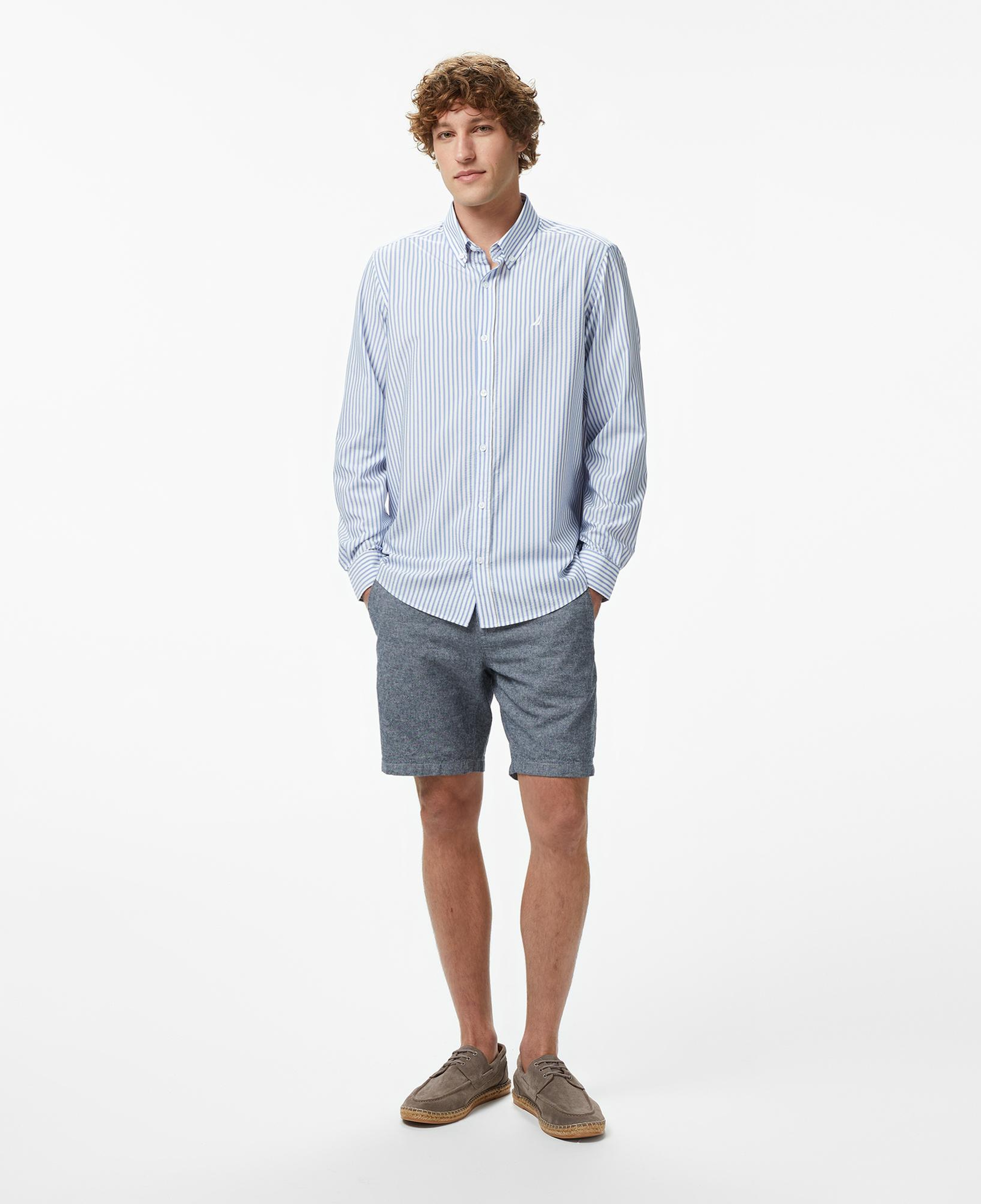 Nautica Erkek Mavi Regular Fit Çizgili Gömlek