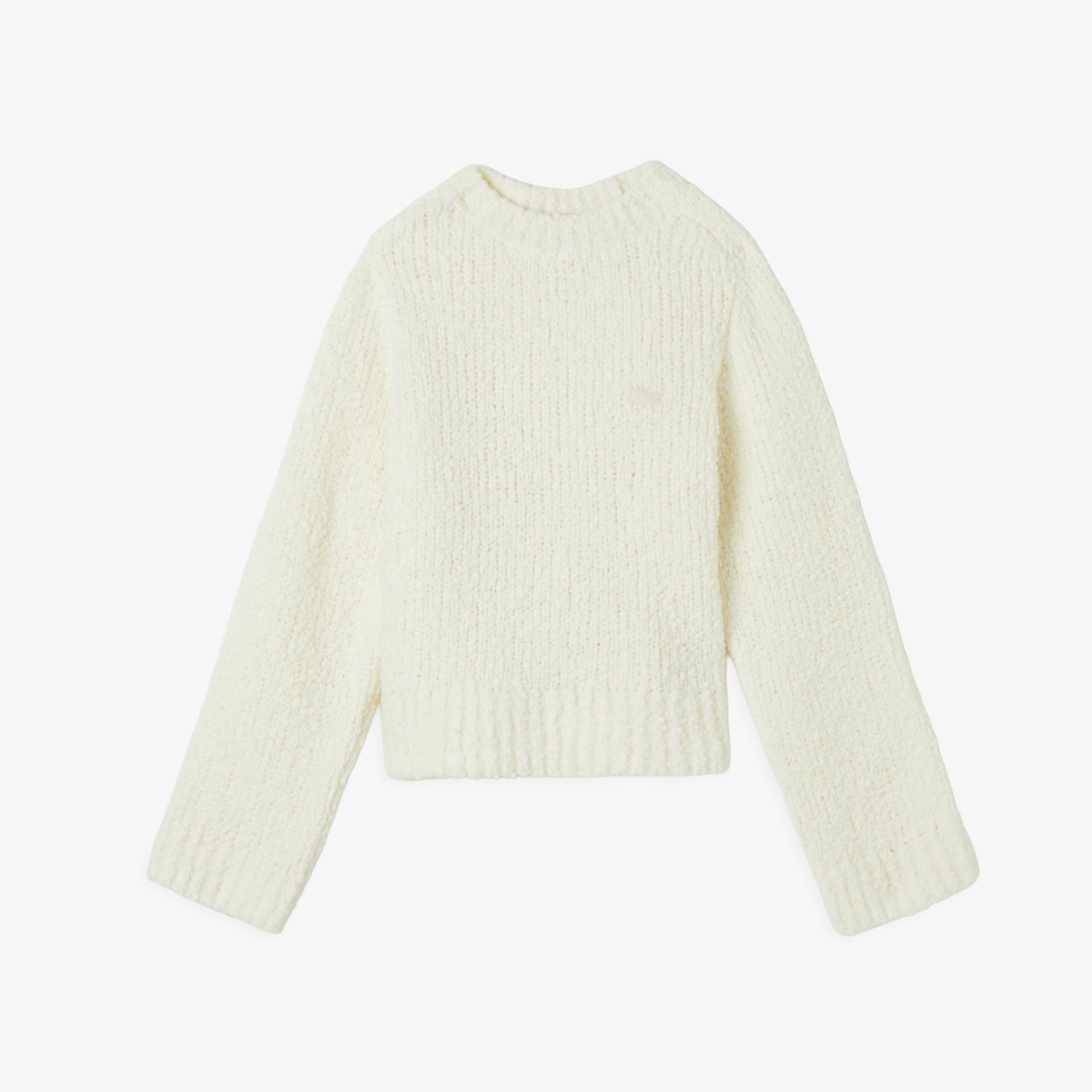 Lacoste Kadın Classic Fit Bisiklet Yaka Yün Krem Kazak
