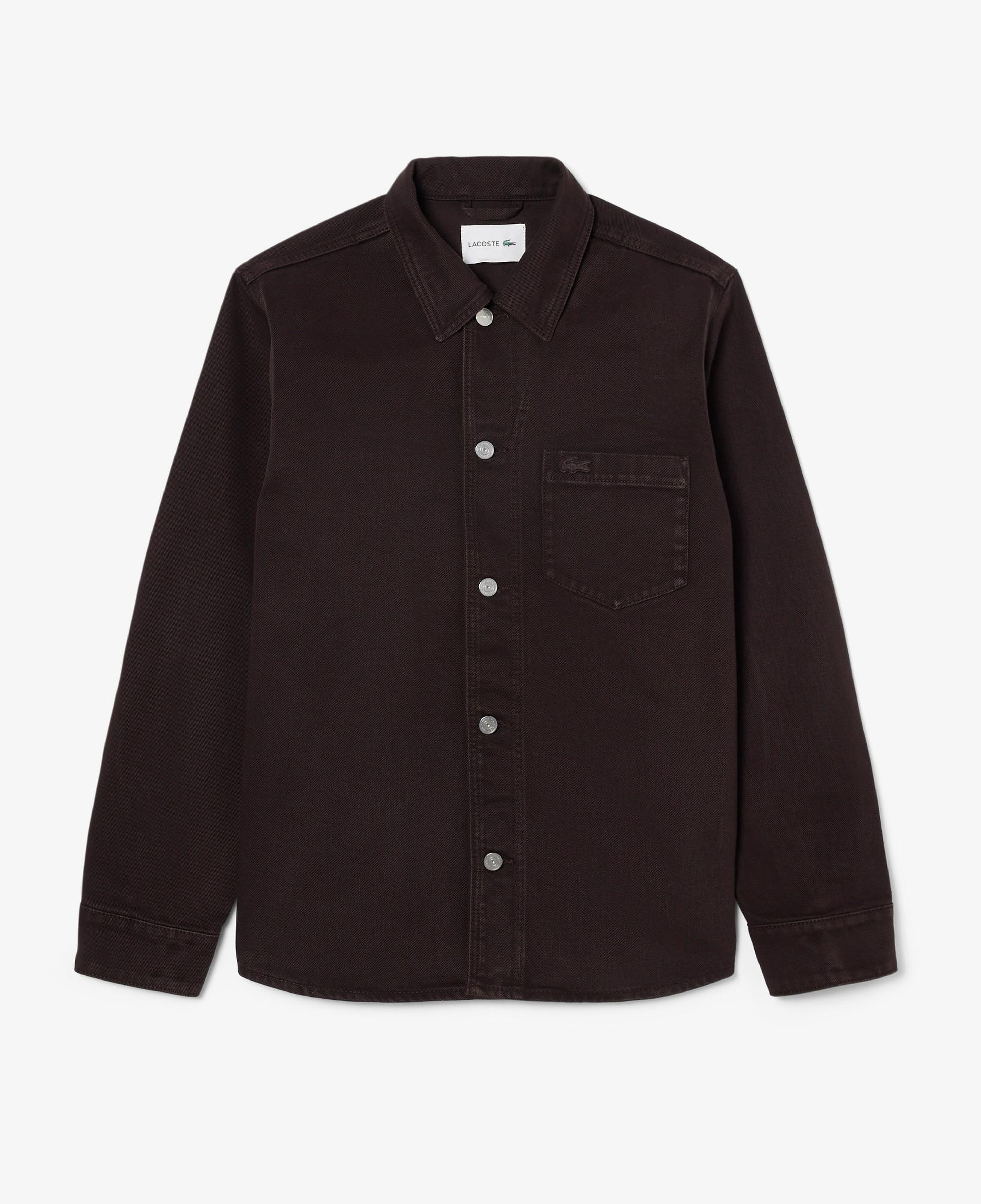 Lacoste Erkek Oversize Fit Denim Koyu Kahverengi Dış Gömlek