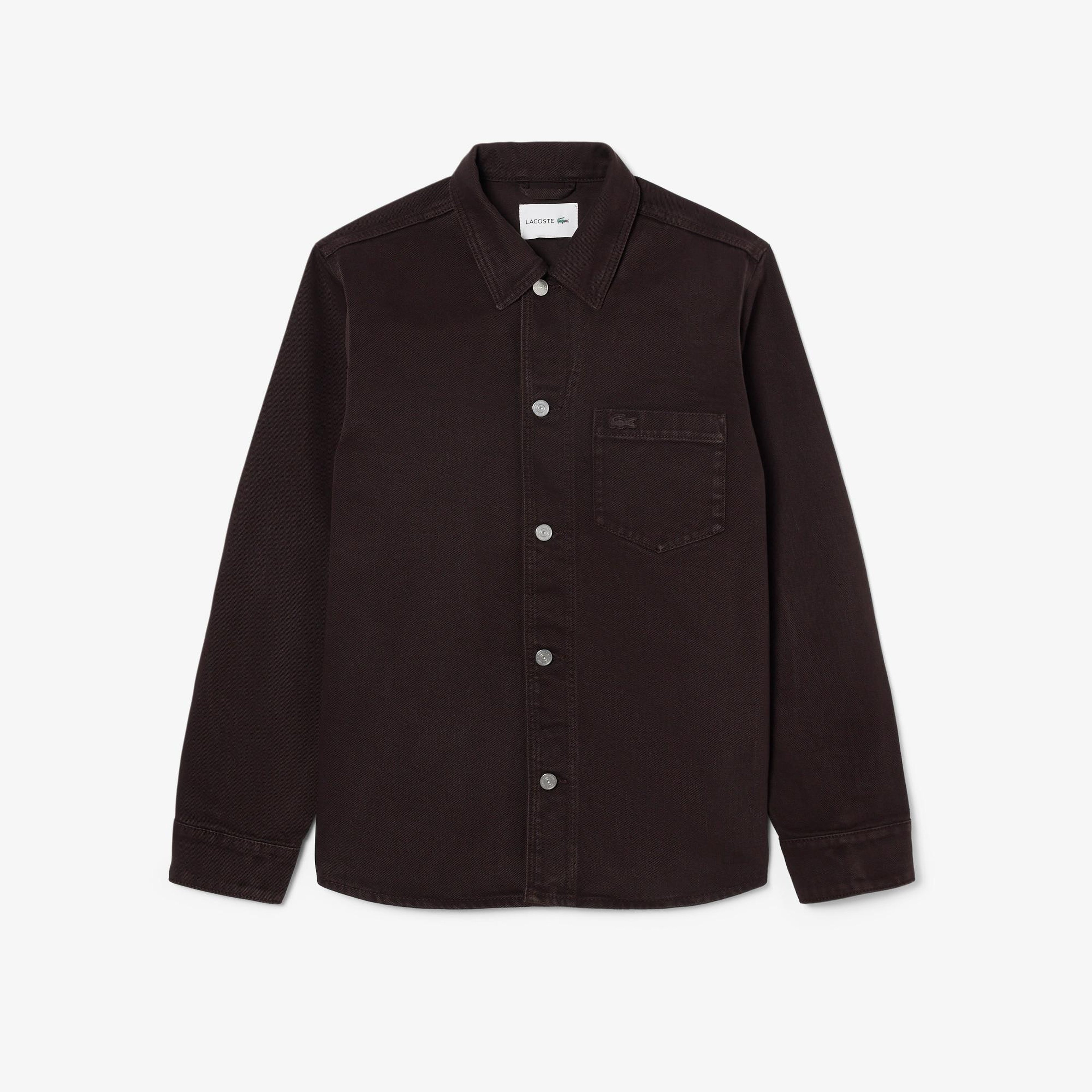 Lacoste Erkek Oversize Fit Denim Koyu Kahverengi Dış Gömlek