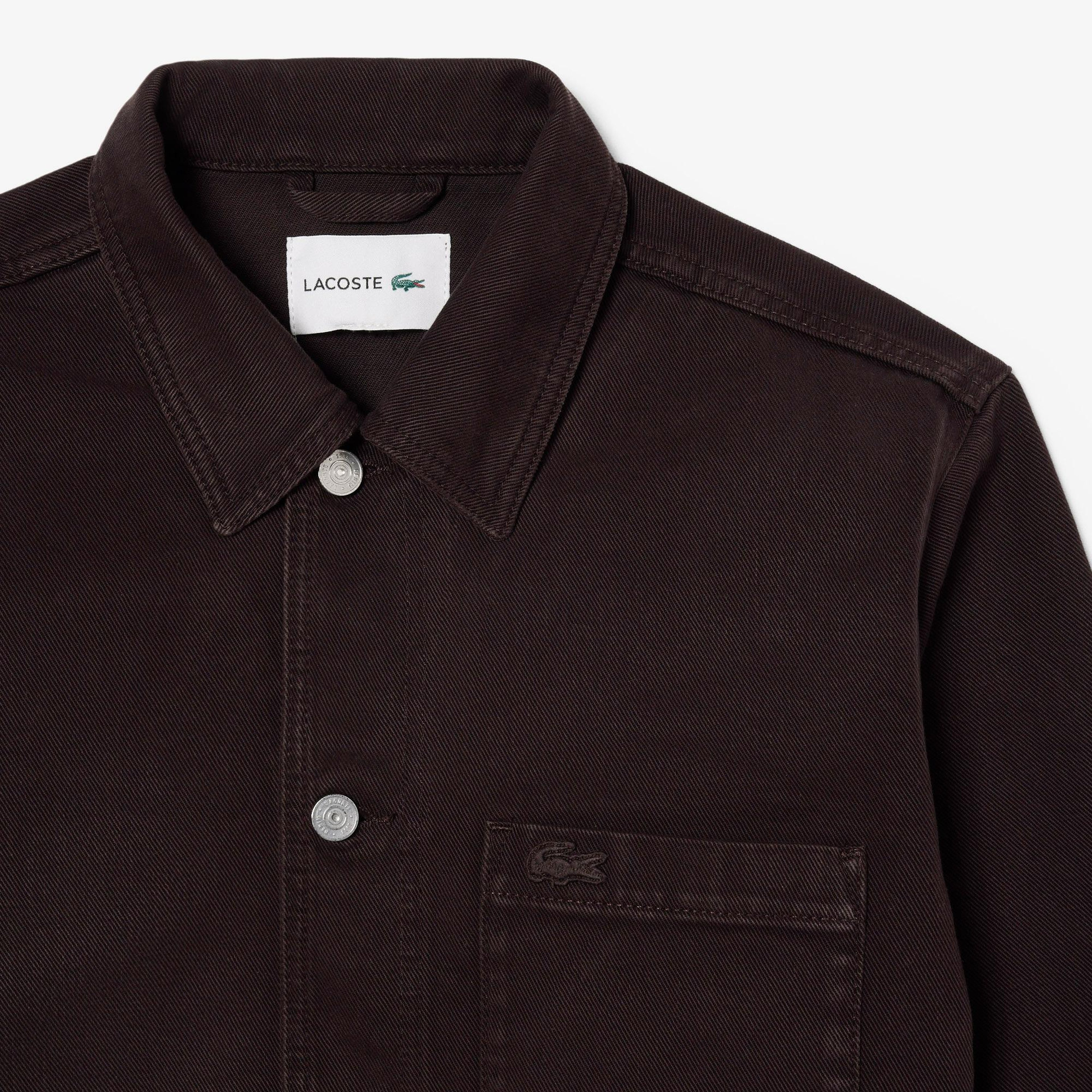 Lacoste Erkek Oversize Fit Denim Koyu Kahverengi Dış Gömlek
