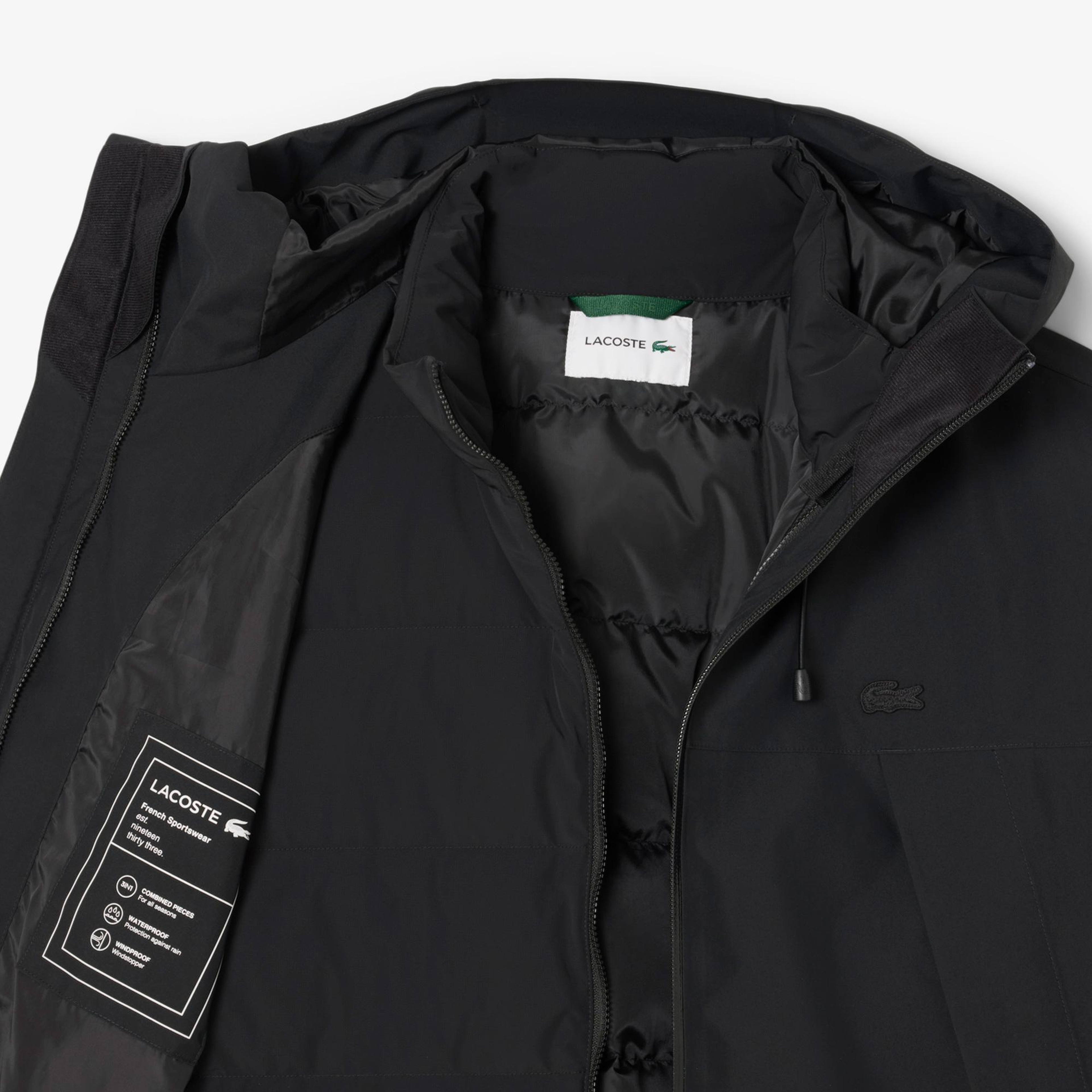 Lacoste Erkek Classic Fit Kapüşonlu Siyah Mont
