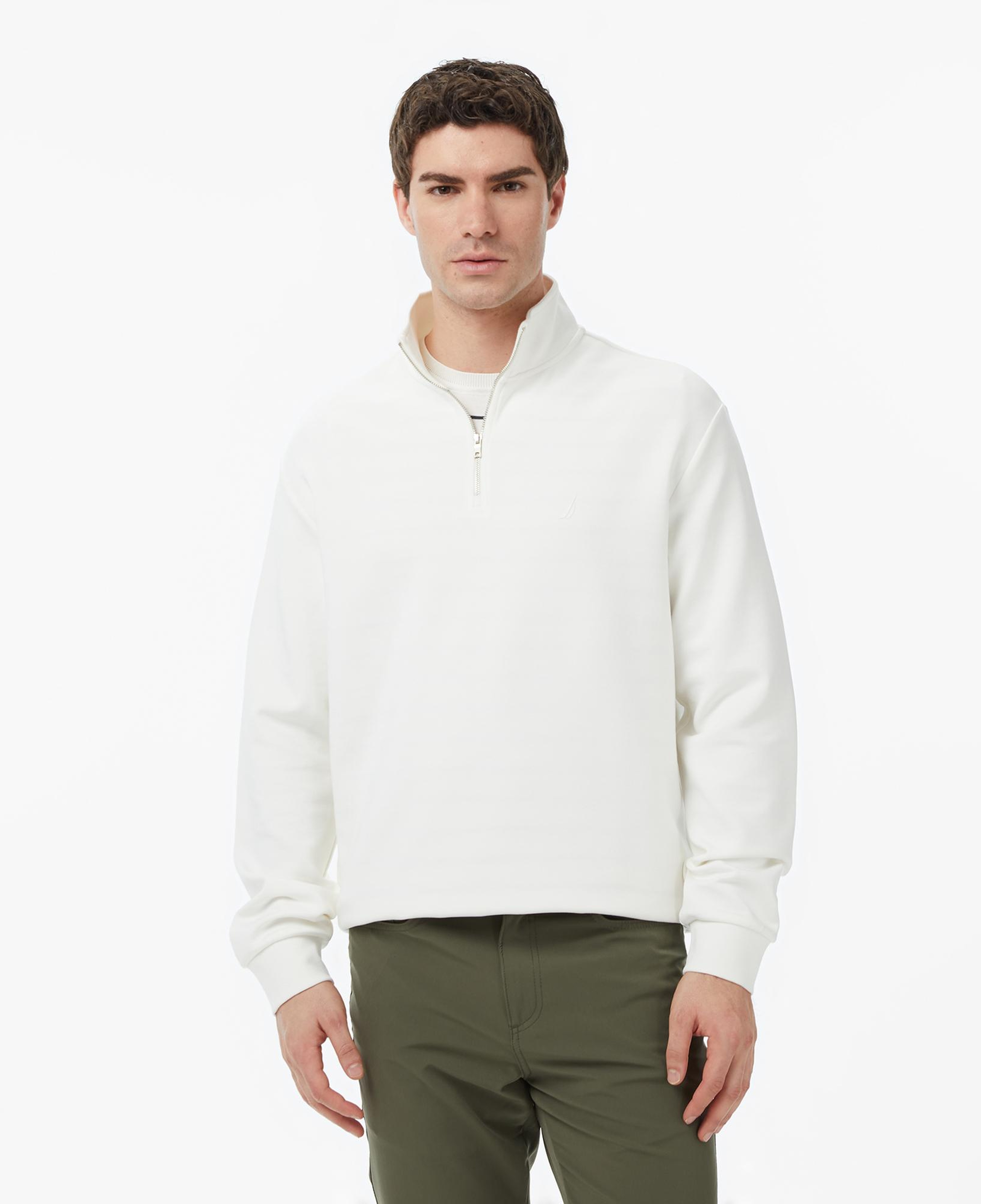 Nautica Erkek Krem Regular Fit Dik Yaka Sweatshirt
