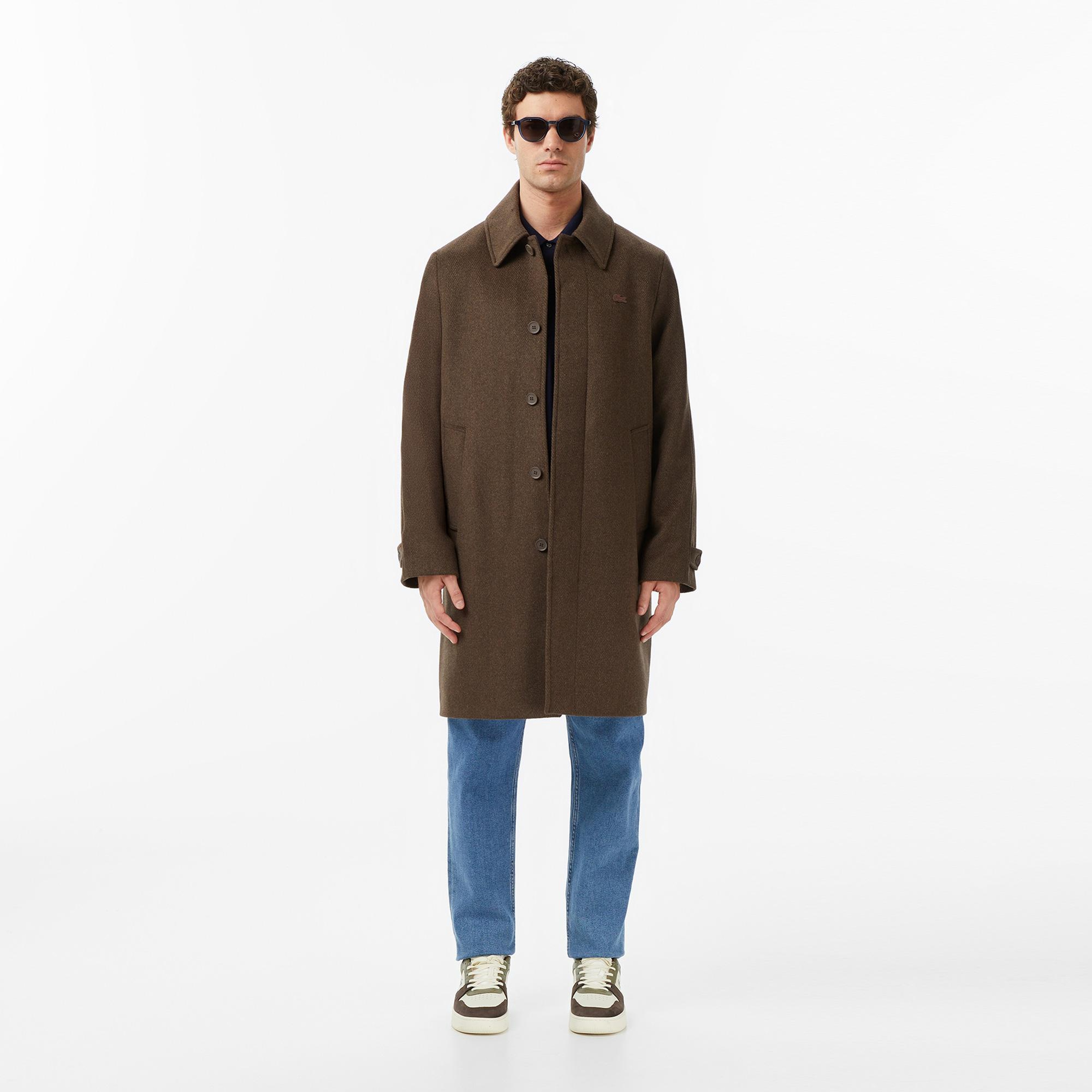 Lacoste Erkek Regular Fit Yün Kahverengi Kaban