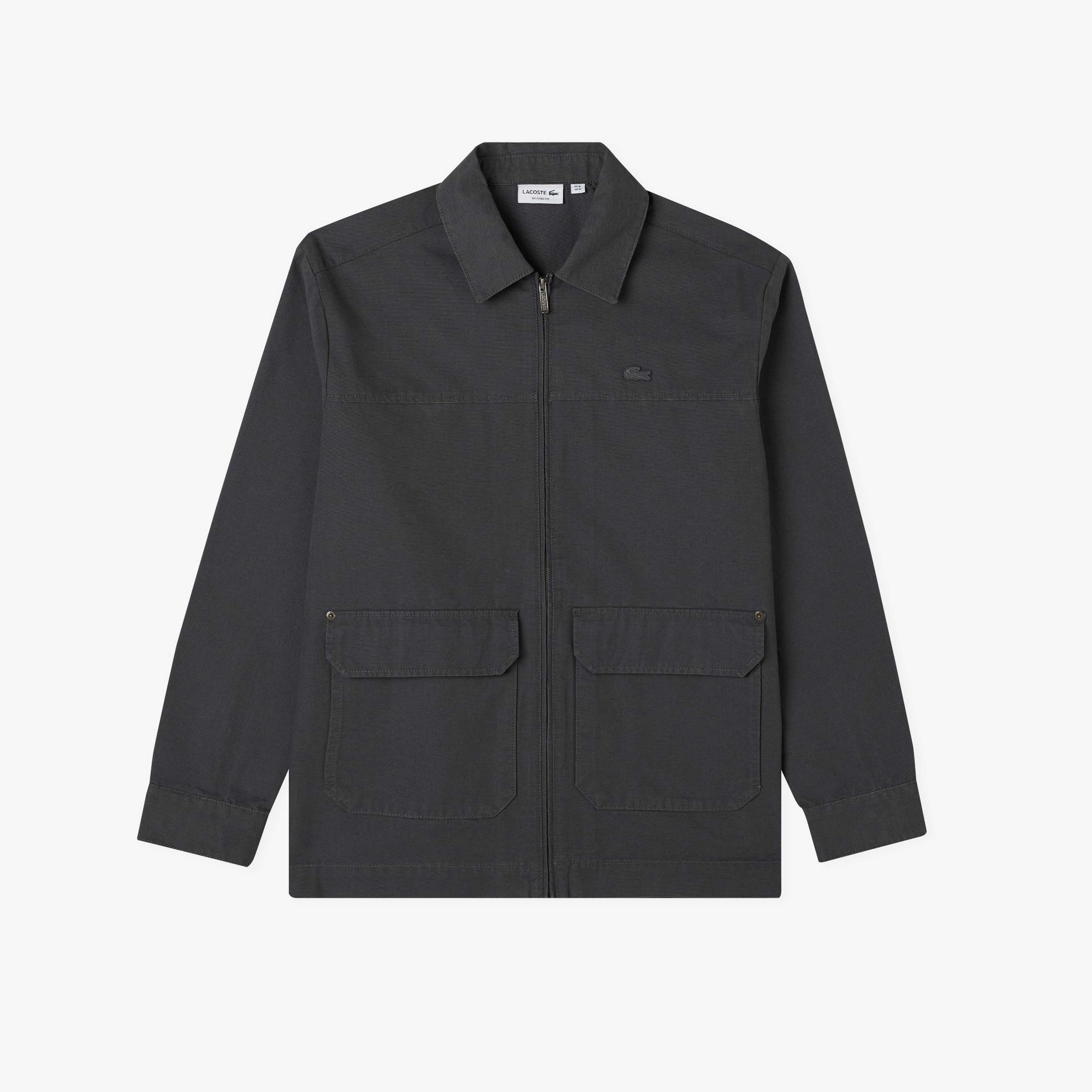 Lacoste Erkek Relaxed Fit Fermuarlı Koyu Gri Dış Gömlek